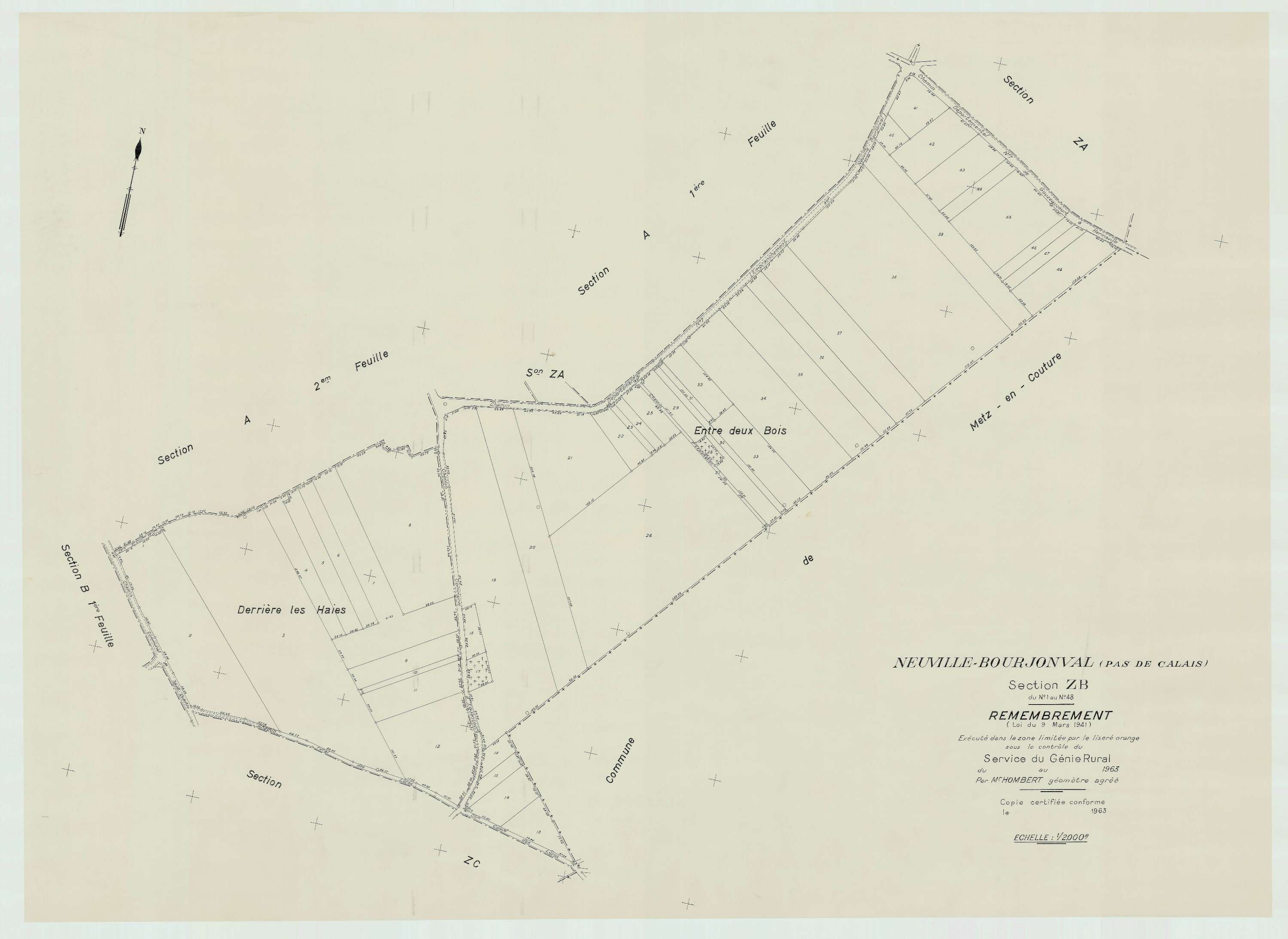 Neuville-Bourjonval - Plan de remembrement : section ZB.