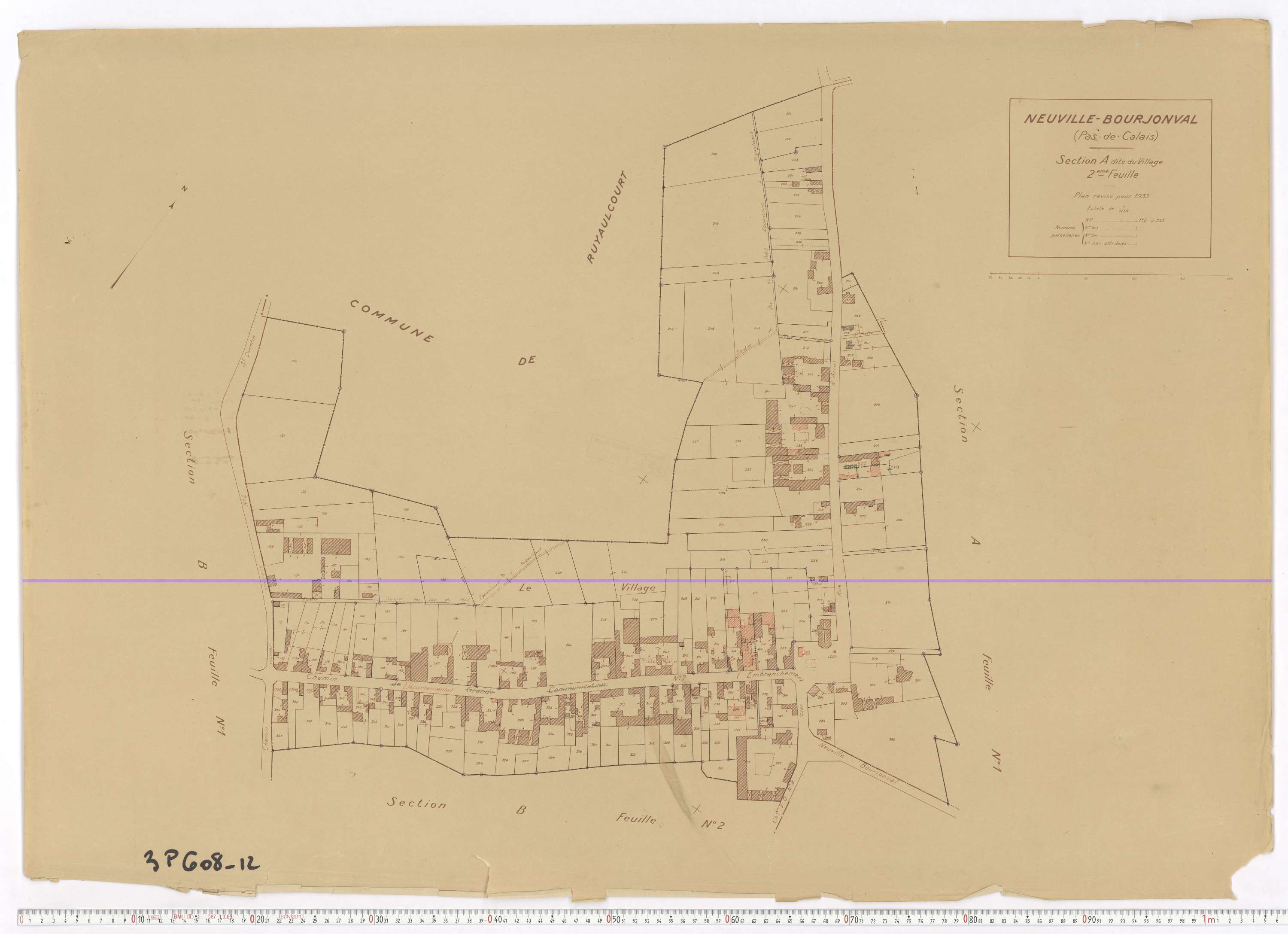 Neuville-Bourjonval - Section A, feuille 2.