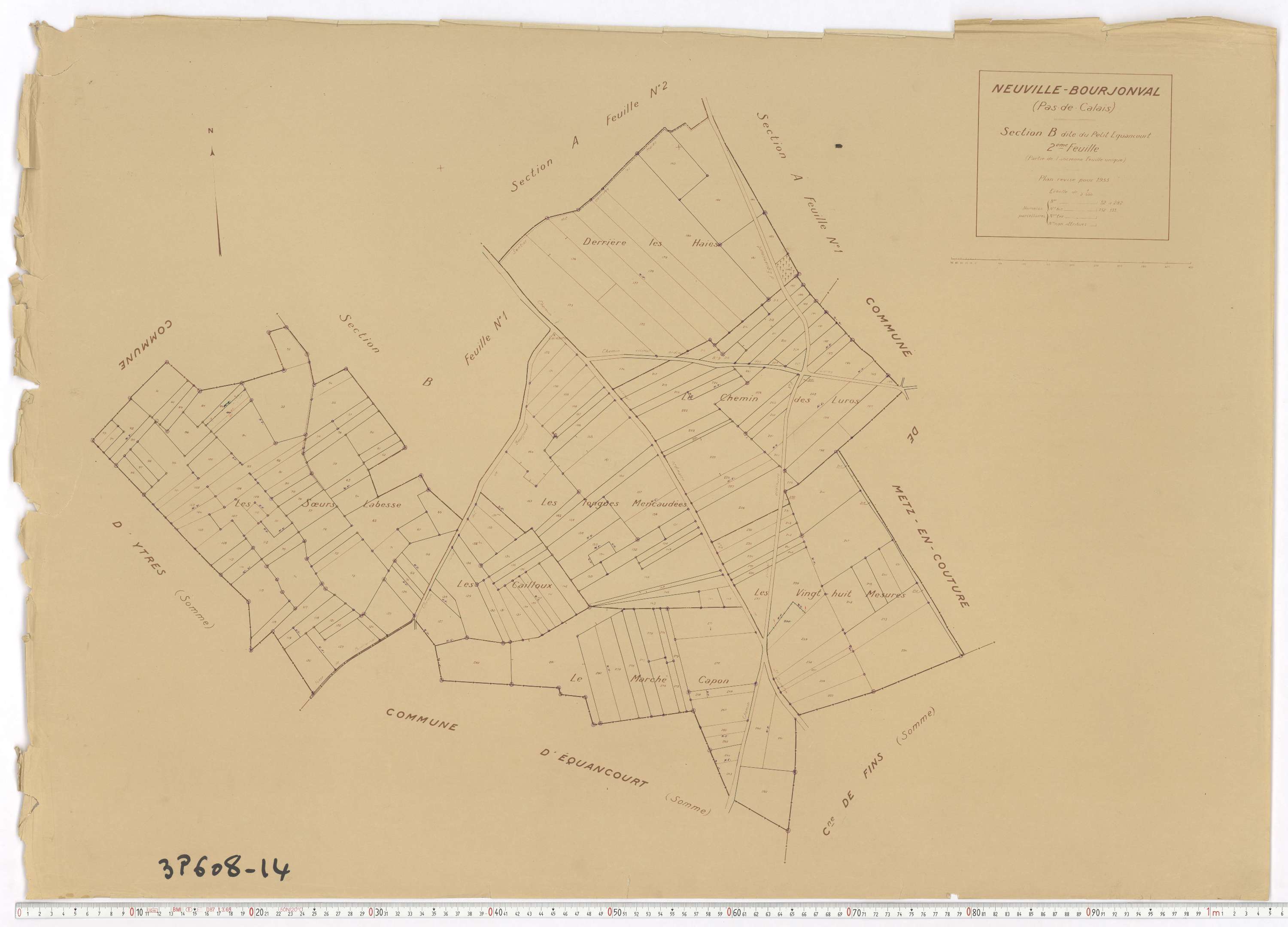 Neuville-Bourjonval - Section B, feuille 2.