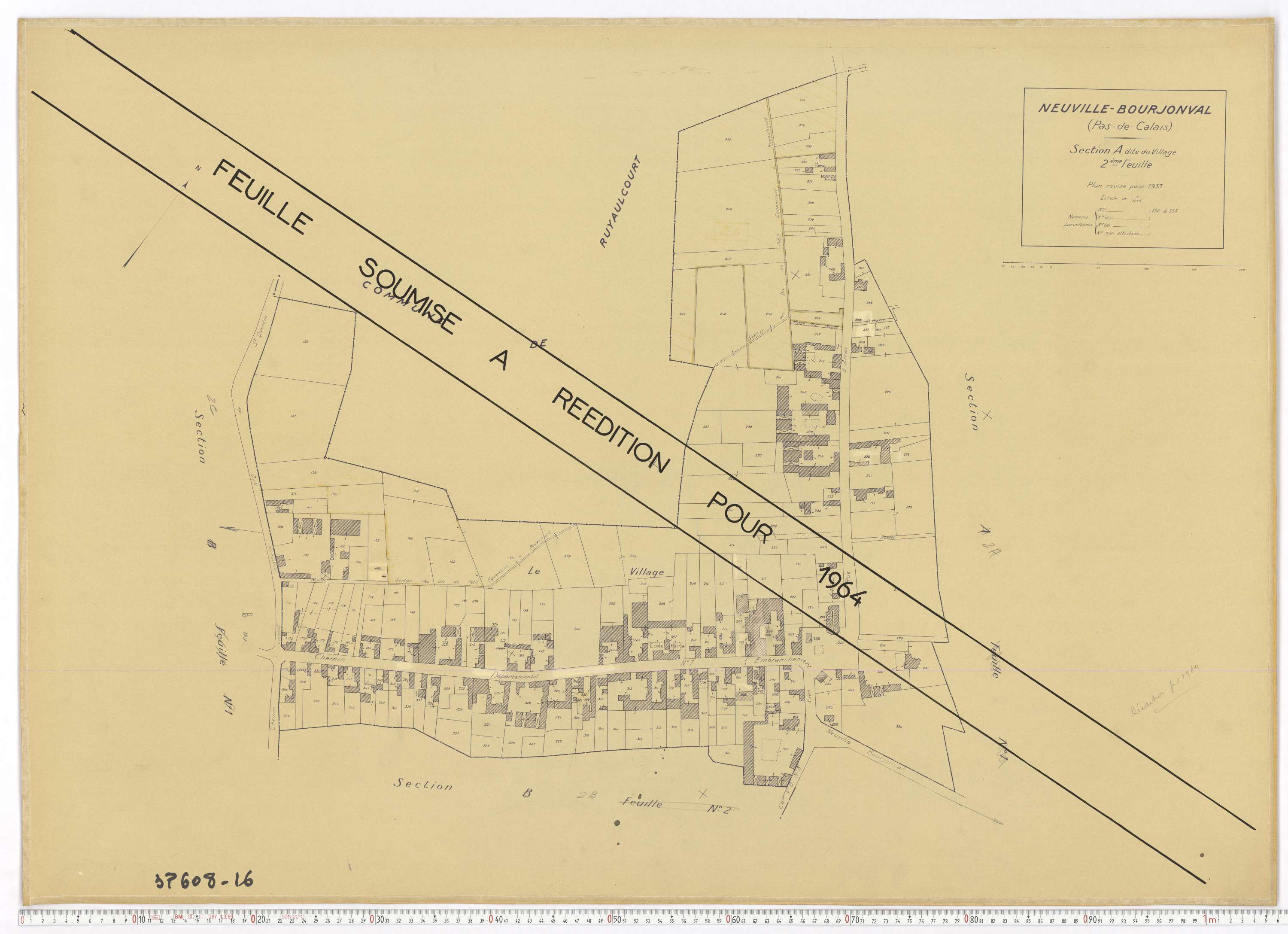 Neuville-Bourjonval - Section A, feuille 2.