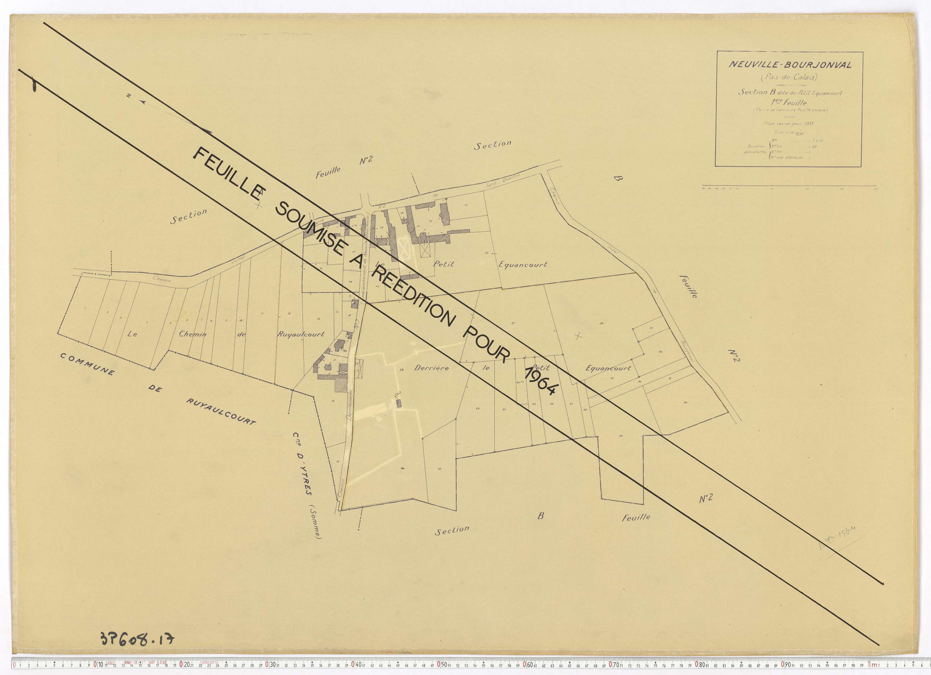 Neuville-Bourjonval - Section B, feuille 1.