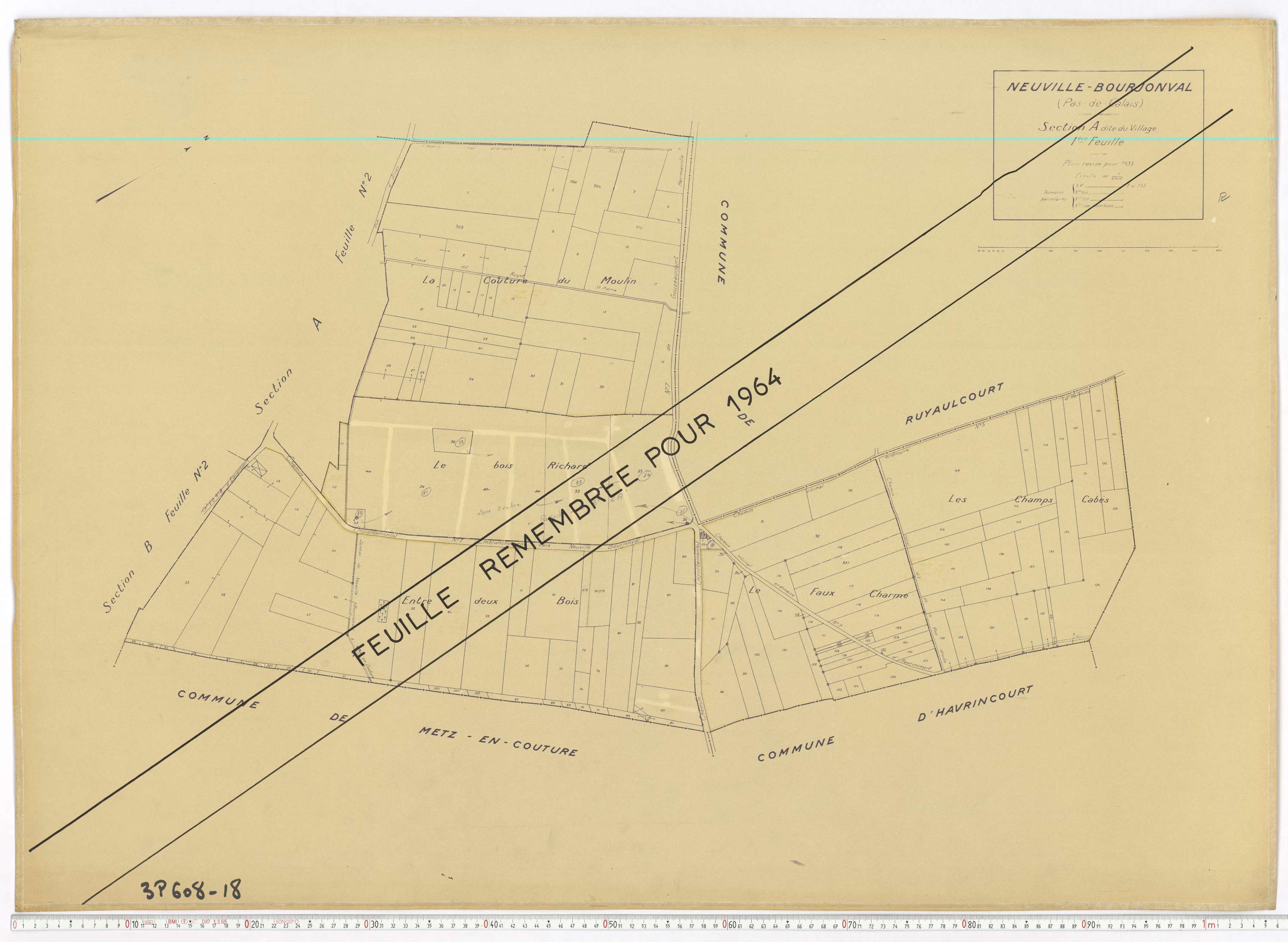 Neuville-Bourjonval - Section A, feuille 1.
