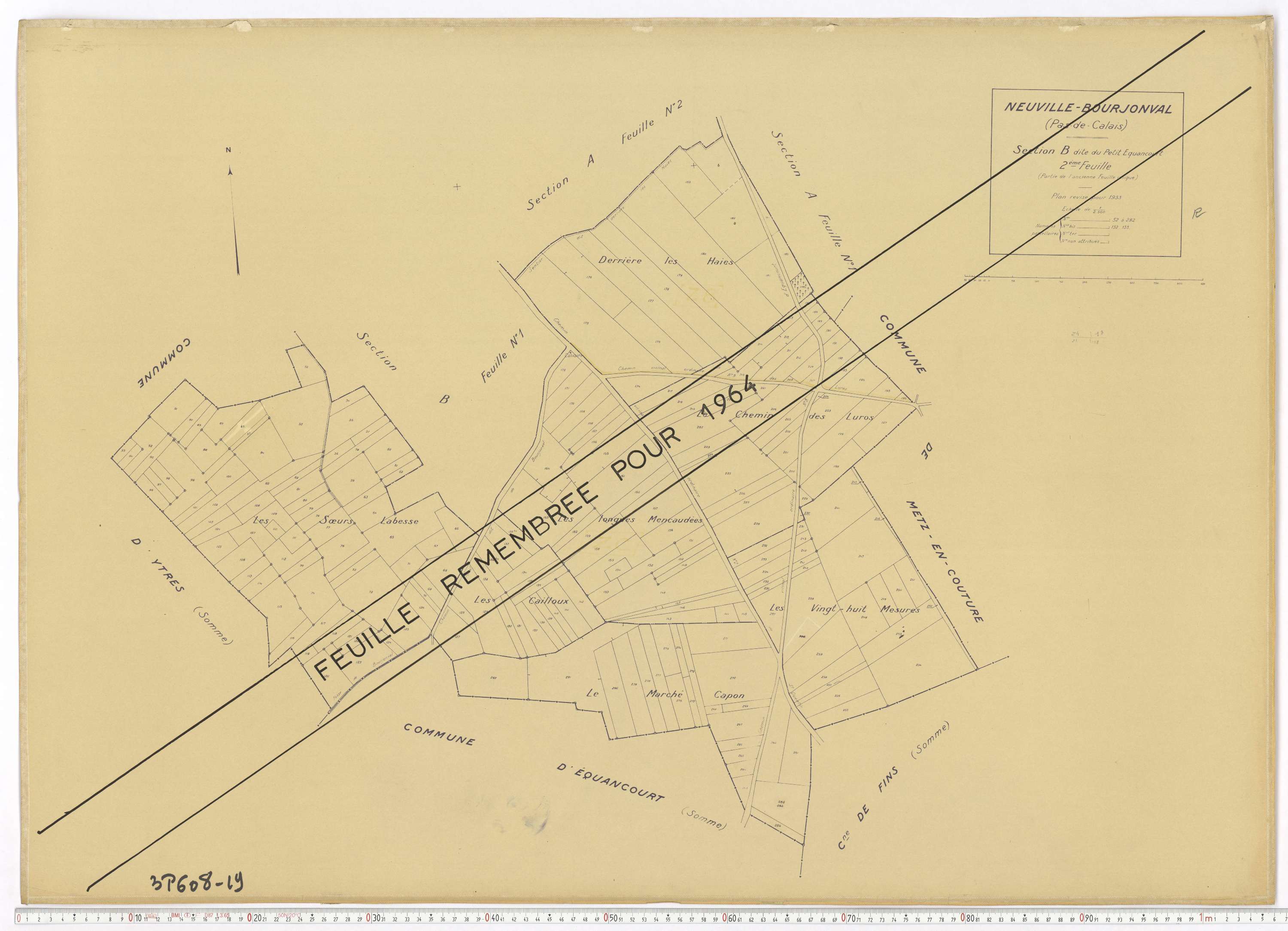 Neuville-Bourjonval - Section B, feuille 2.