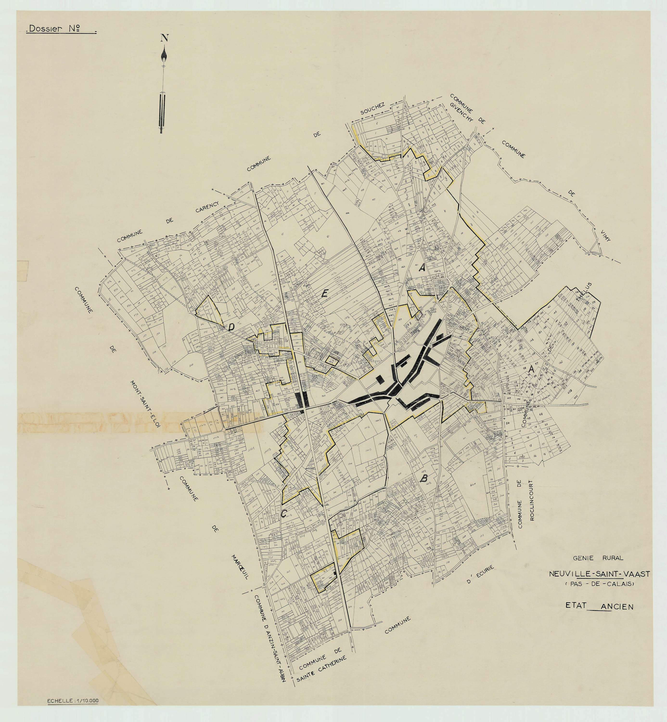 Neuville-Saint-Vaast - Plan cadastral : tableau d'assemblage postérieur au remembrement.