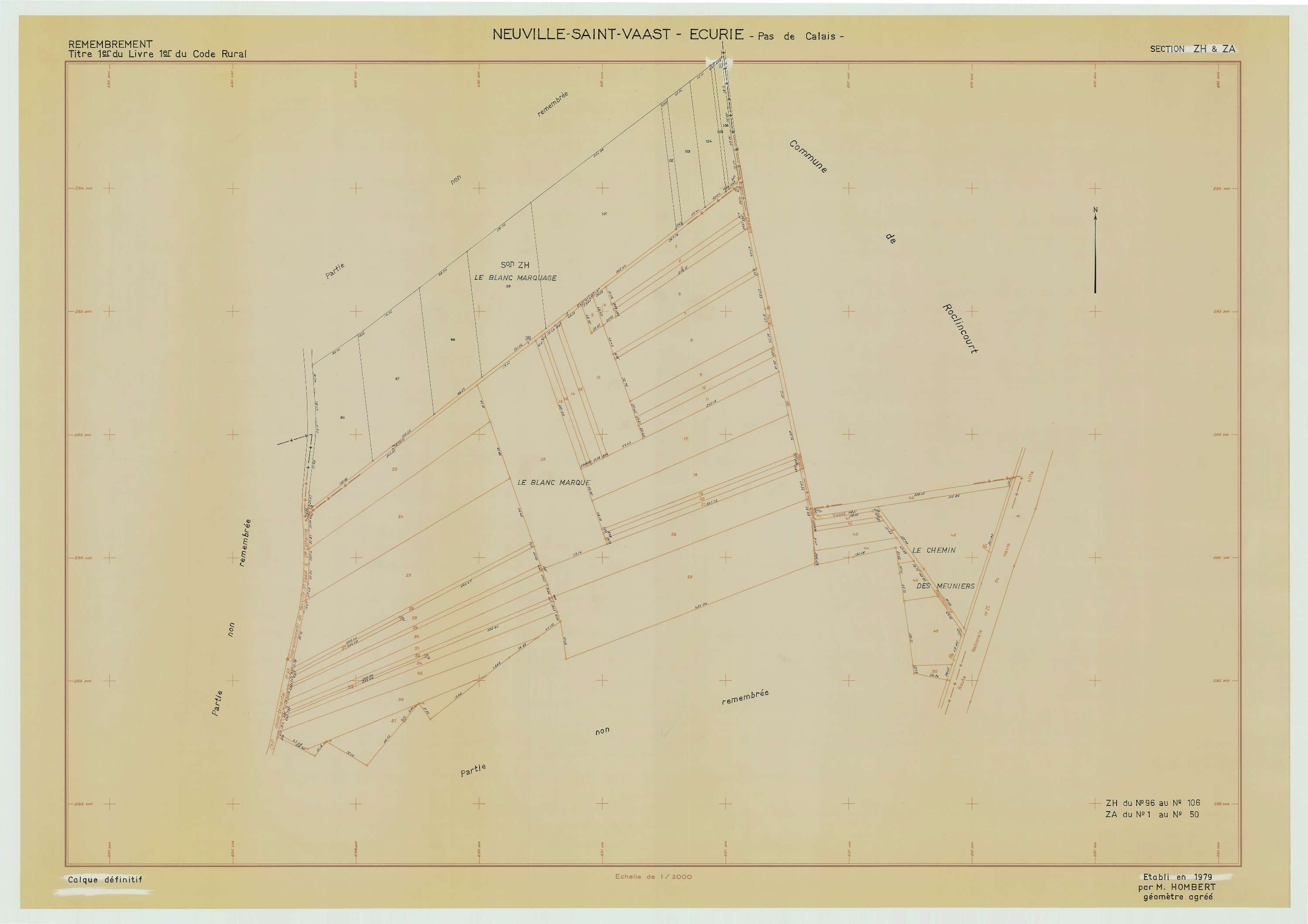 Neuville-Saint-Vaast - Plan de remembrement : section ZA.