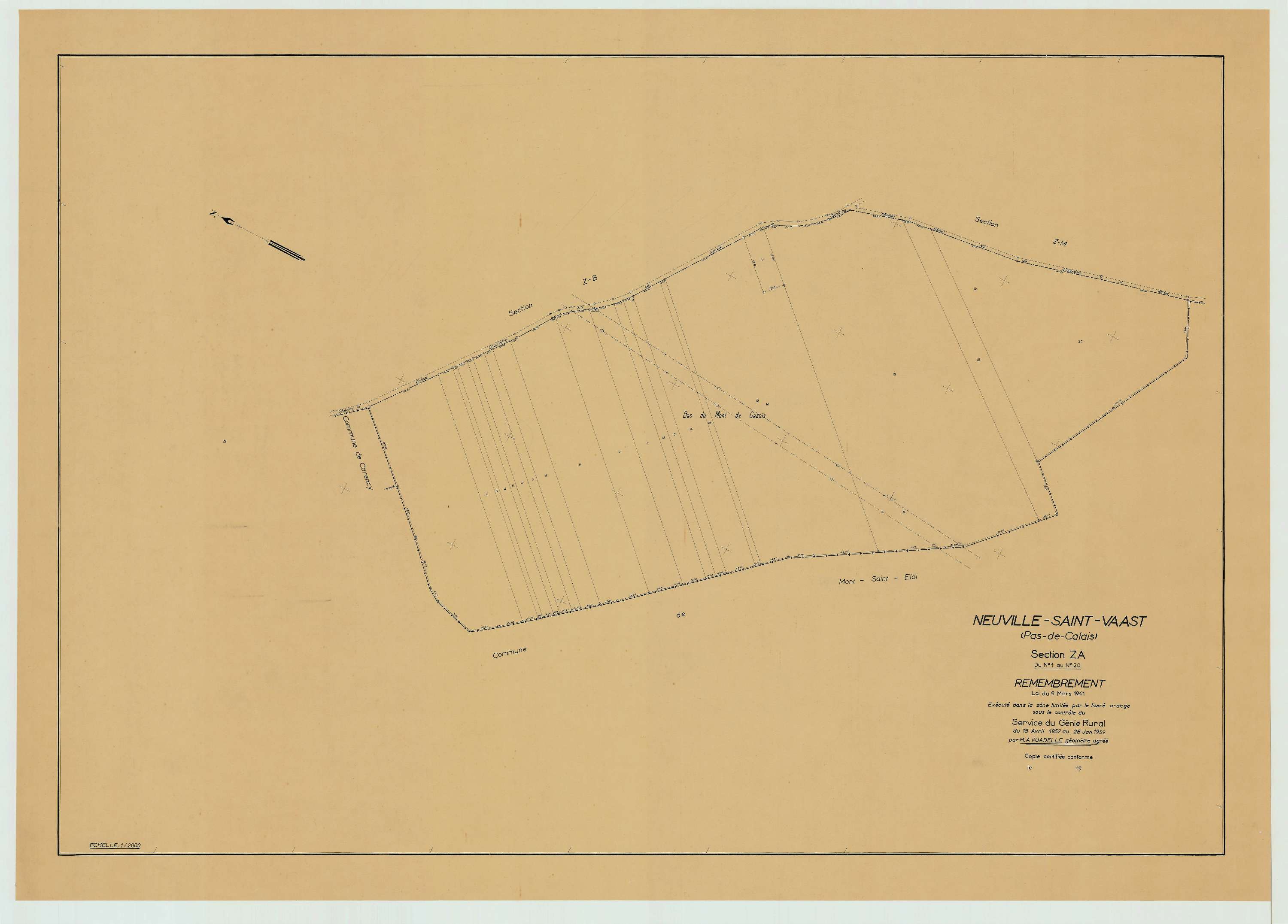 Neuville-Saint-Vaast - Plan de remembrement : section ZA.