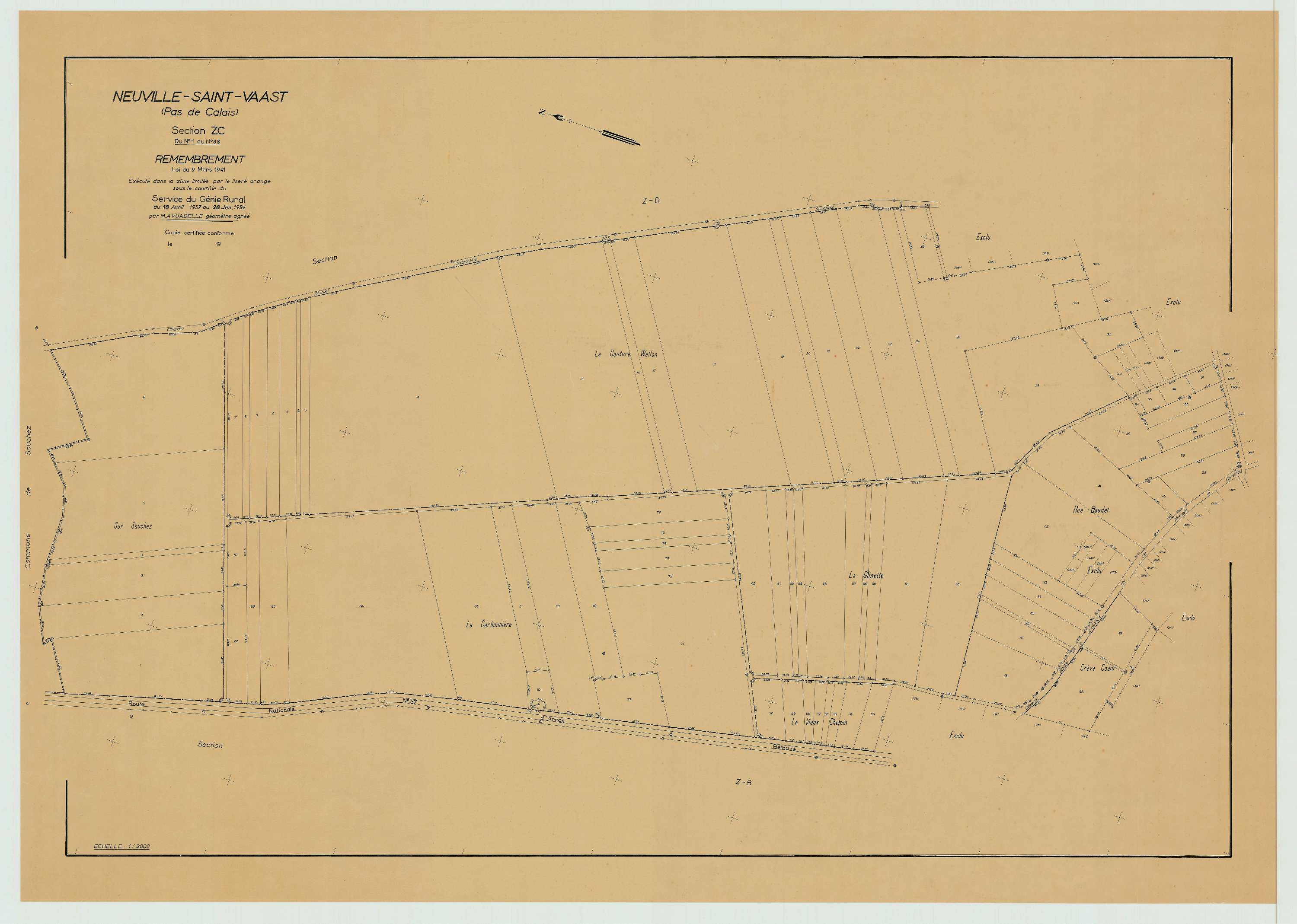 Neuville-Saint-Vaast - Plan de remembrement : section ZC.