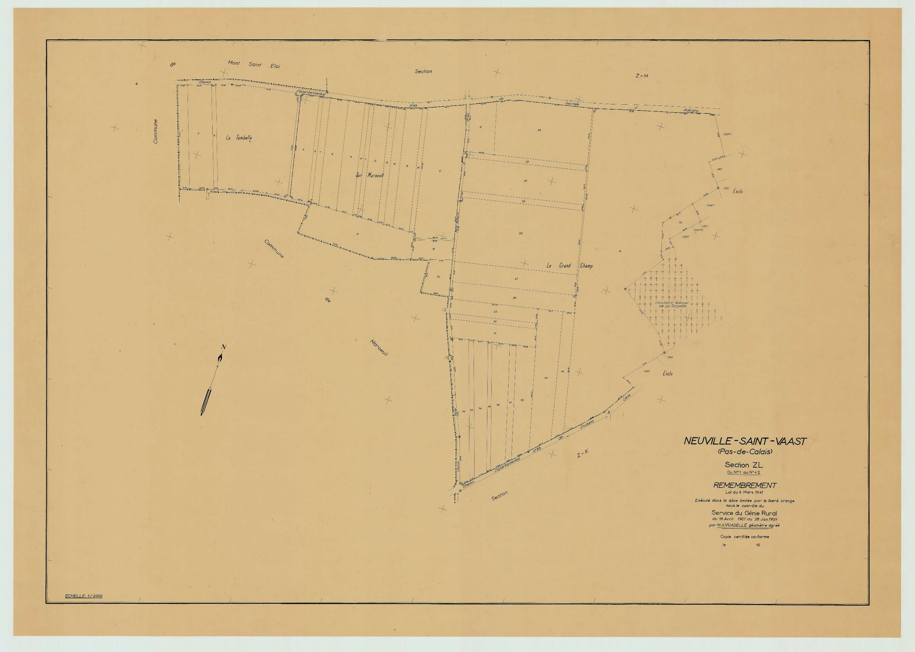 Neuville-Saint-Vaast - Plan de remembrement : section ZL.