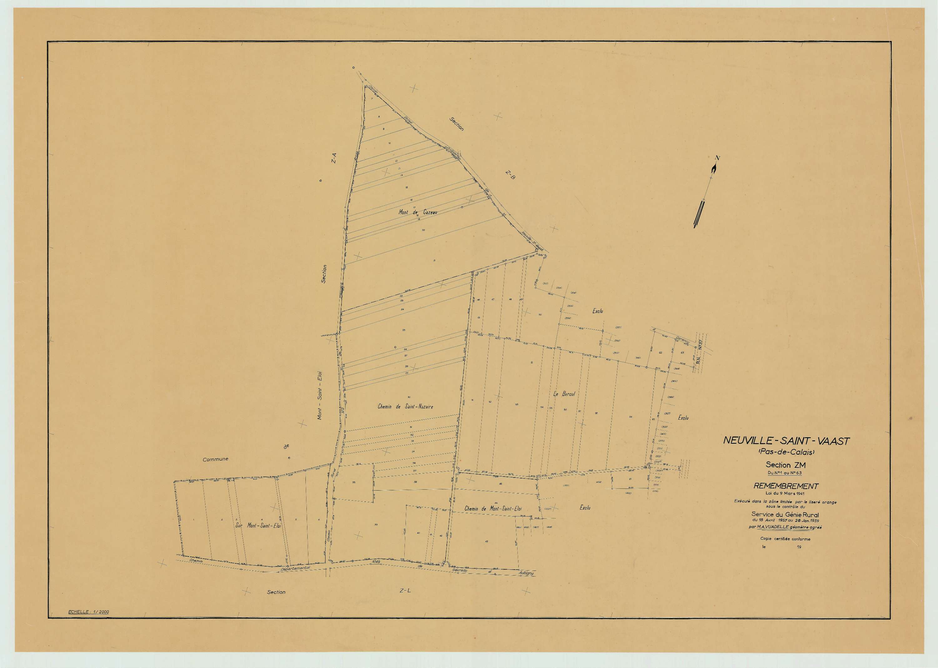 Neuville-Saint-Vaast - Plan de remembrement : section ZM.