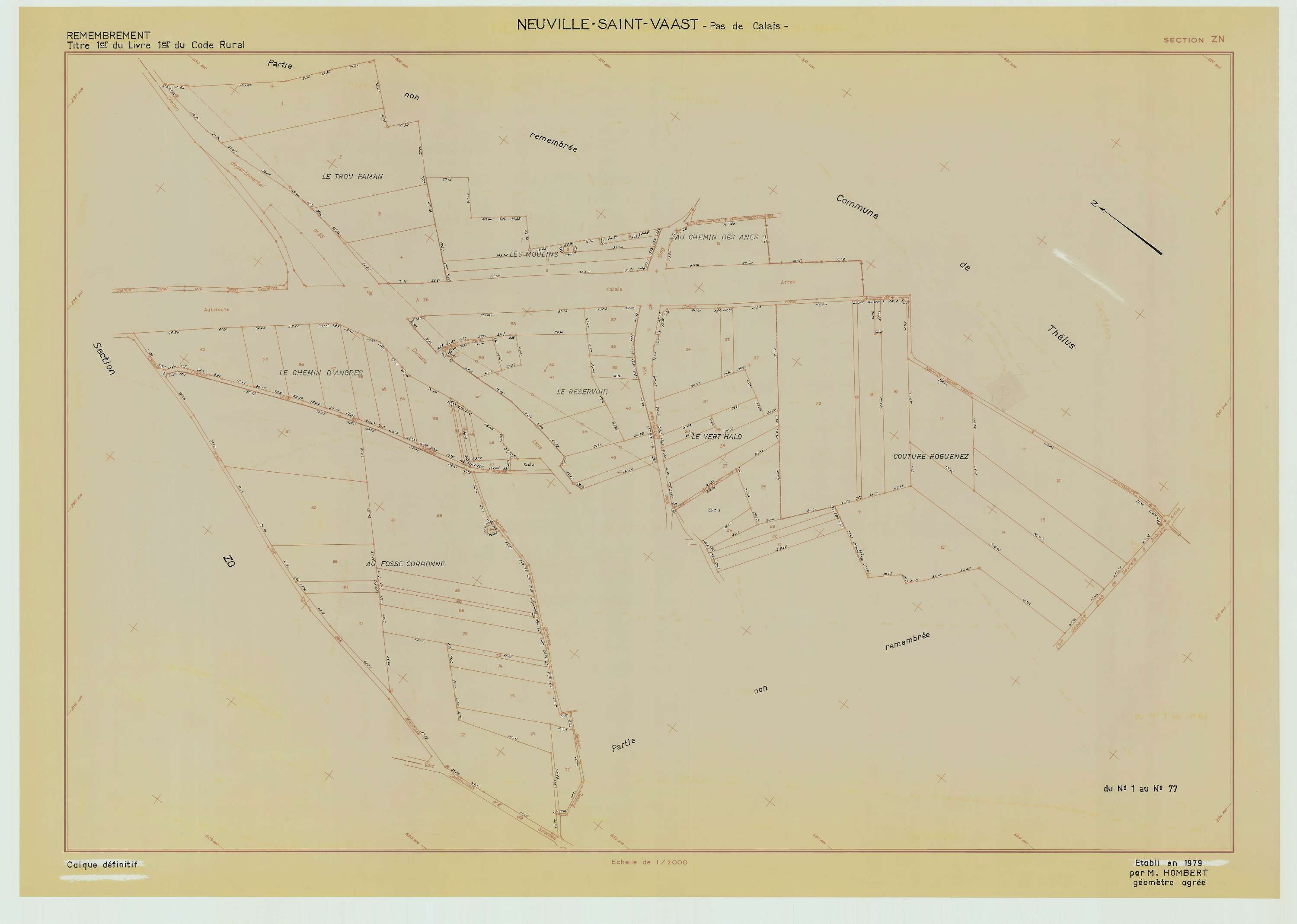 Neuville-Saint-Vaast - Plan de remembrement : section ZN.