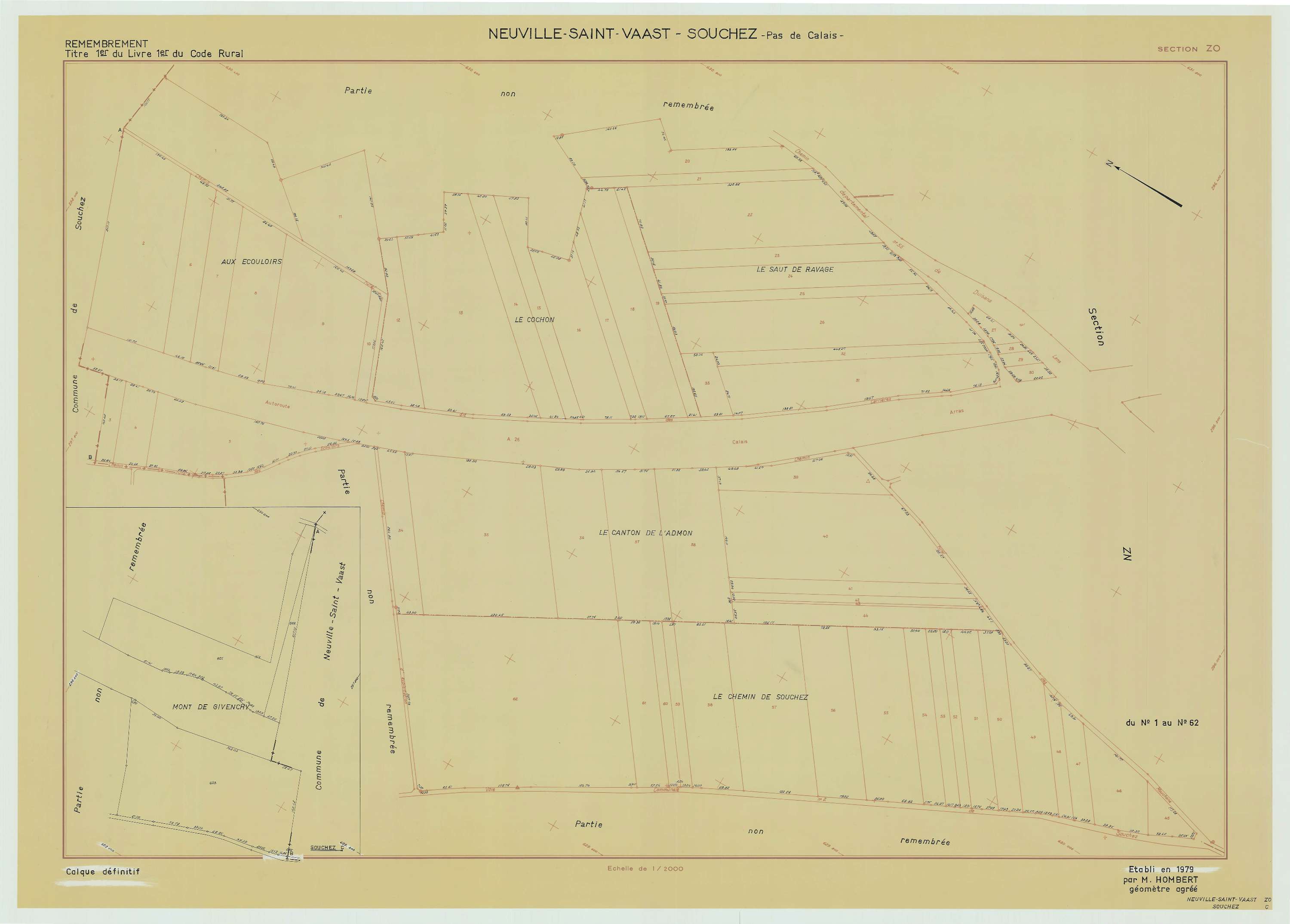 Neuville-Saint-Vaast - Plan de remembrement : section ZO.