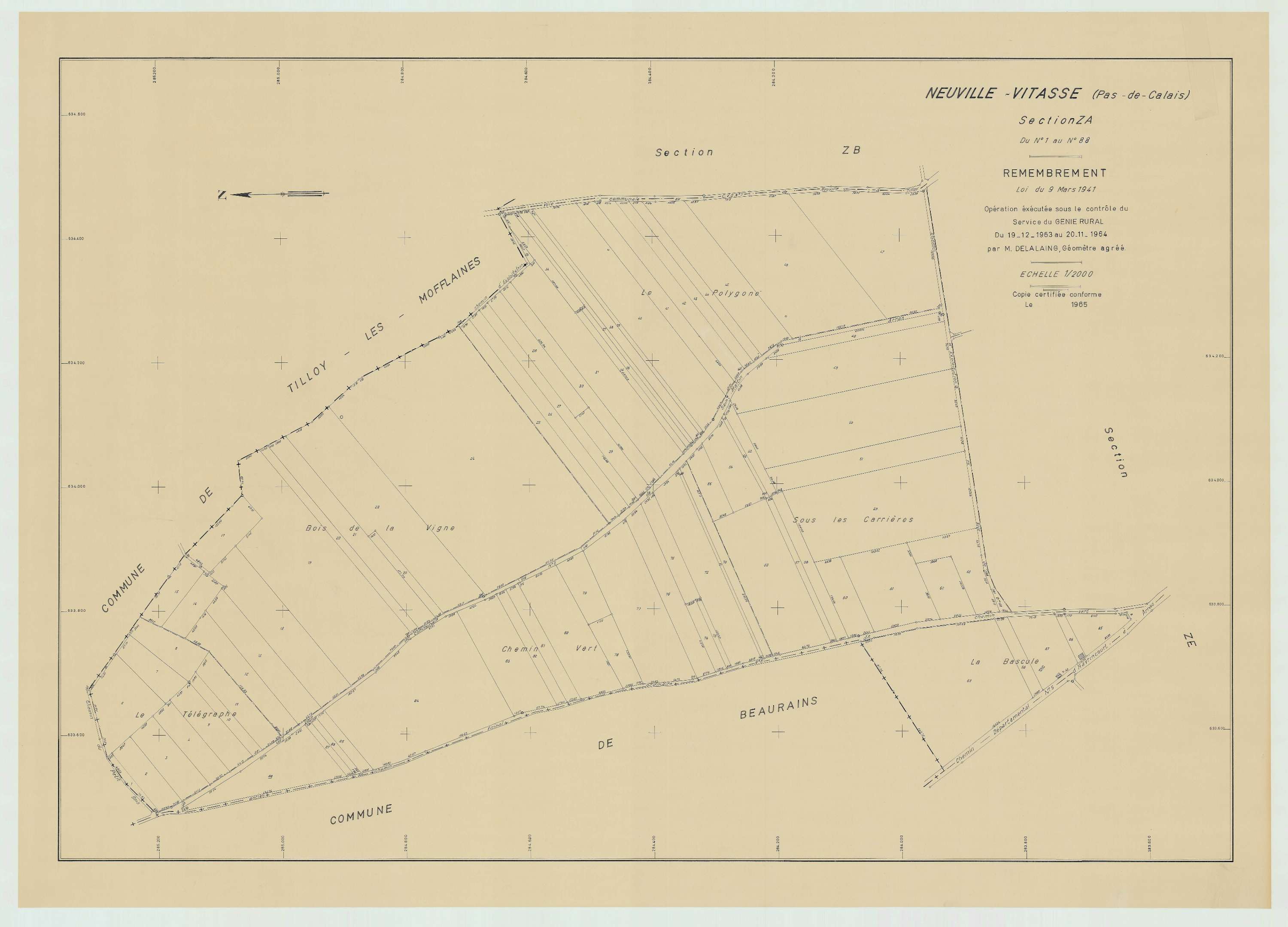 Neuville-Vitasse - Plan de remembrement : section ZA.
