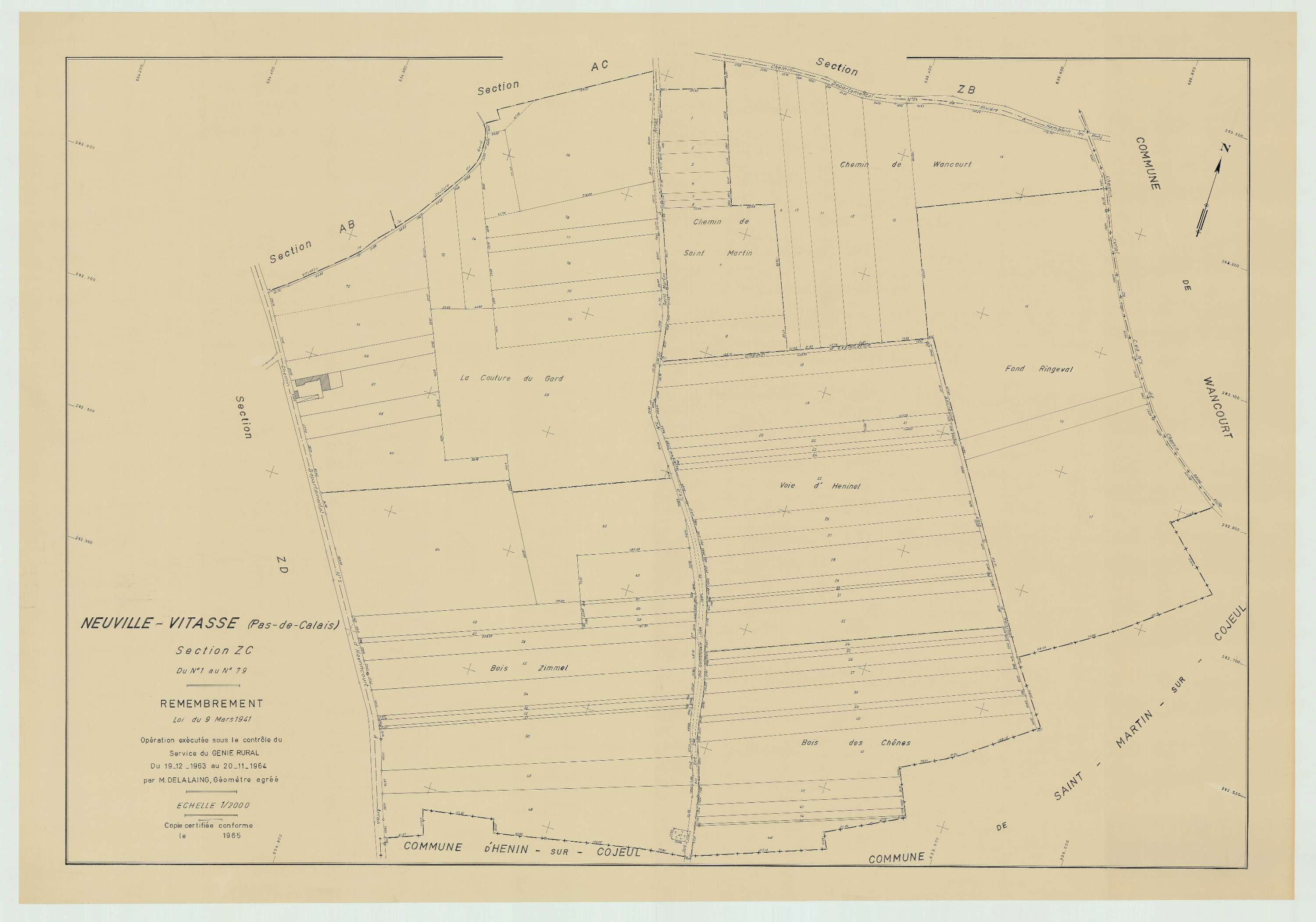 Neuville-Vitasse - Plan de remembrement : section ZC.
