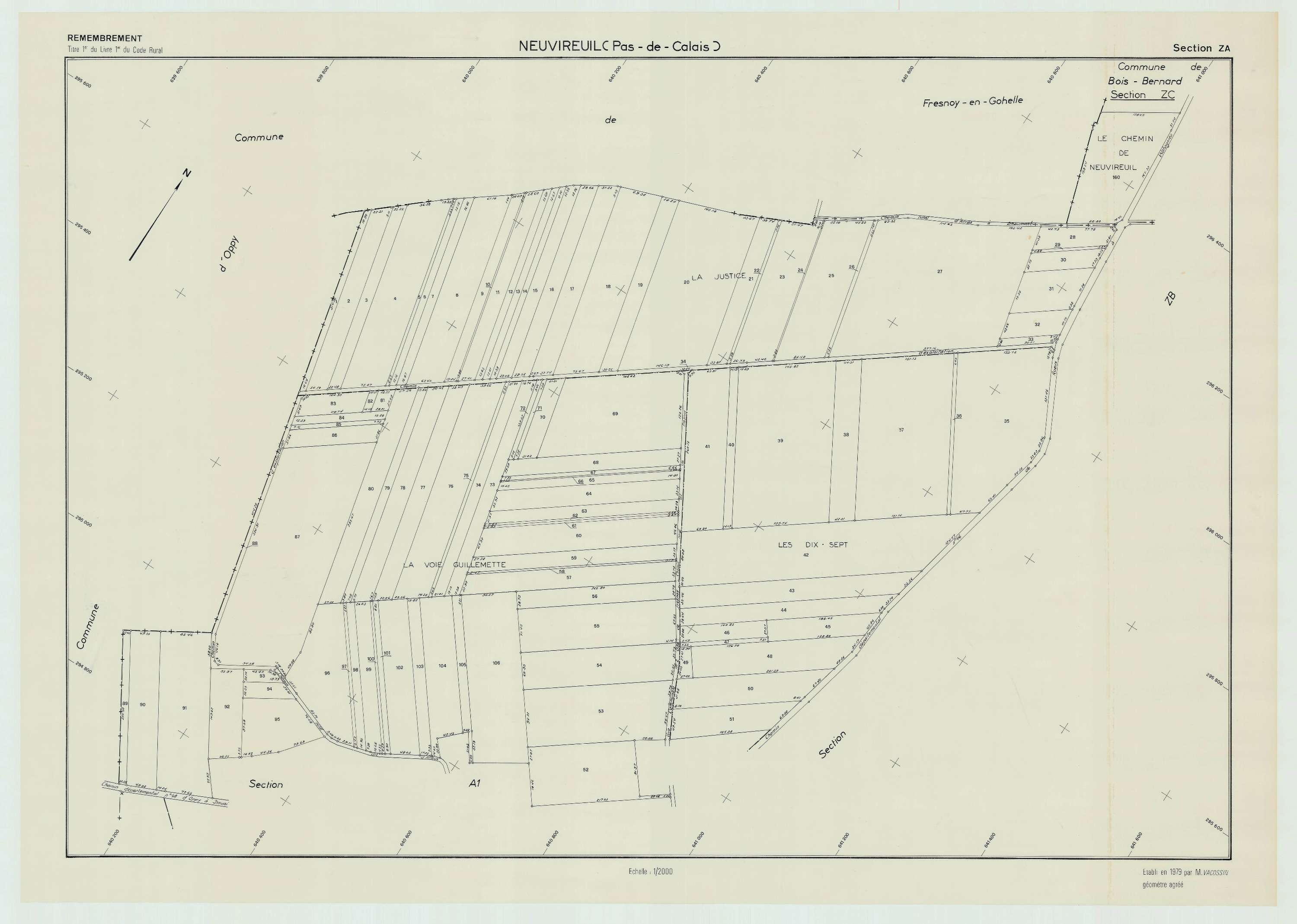 Neuvireuil - Plan de remembrement : section ZA.
