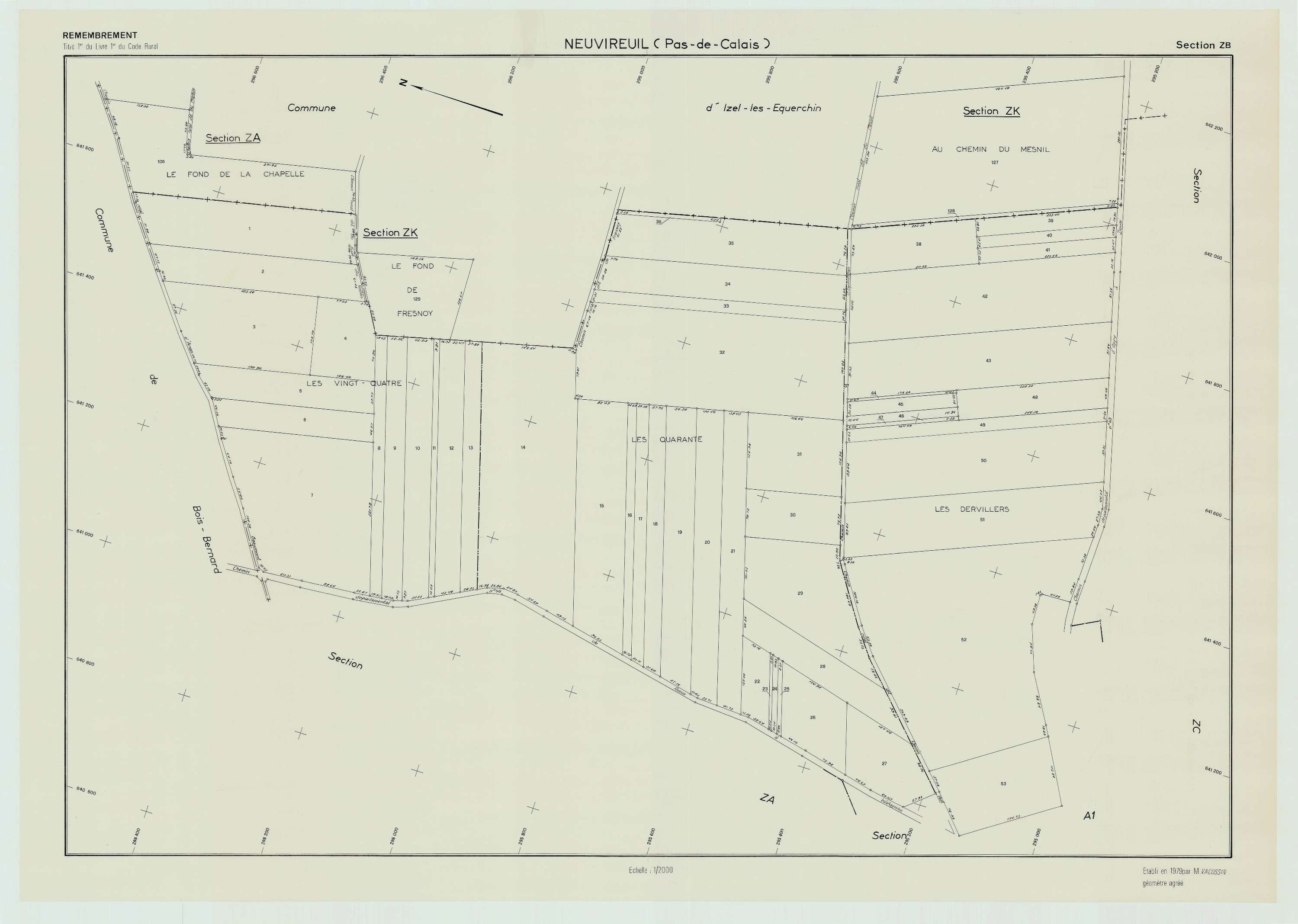 Neuvireuil - Plan de remembrement : section ZB.