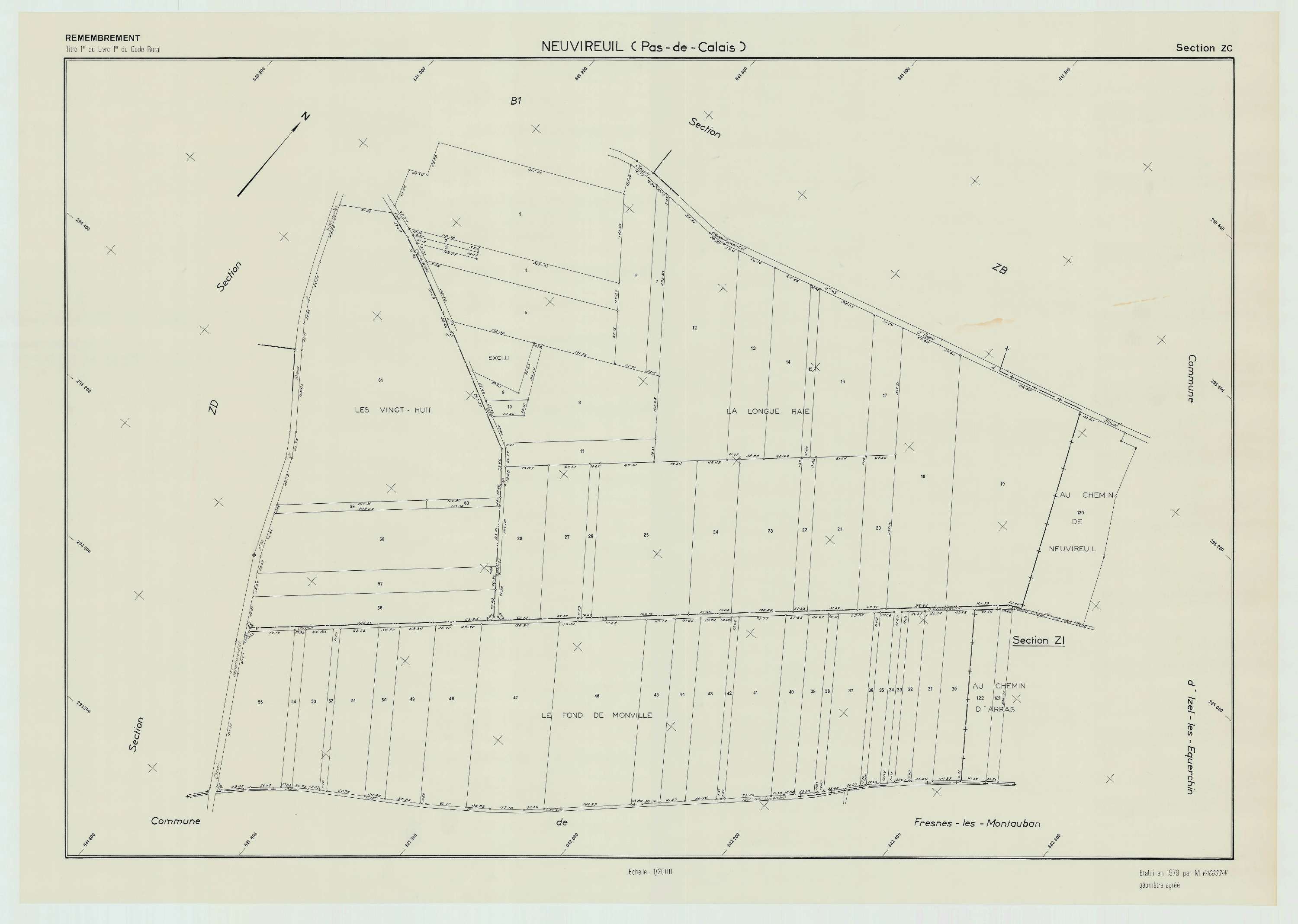 Neuvireuil - Plan de remembrement : section ZC.