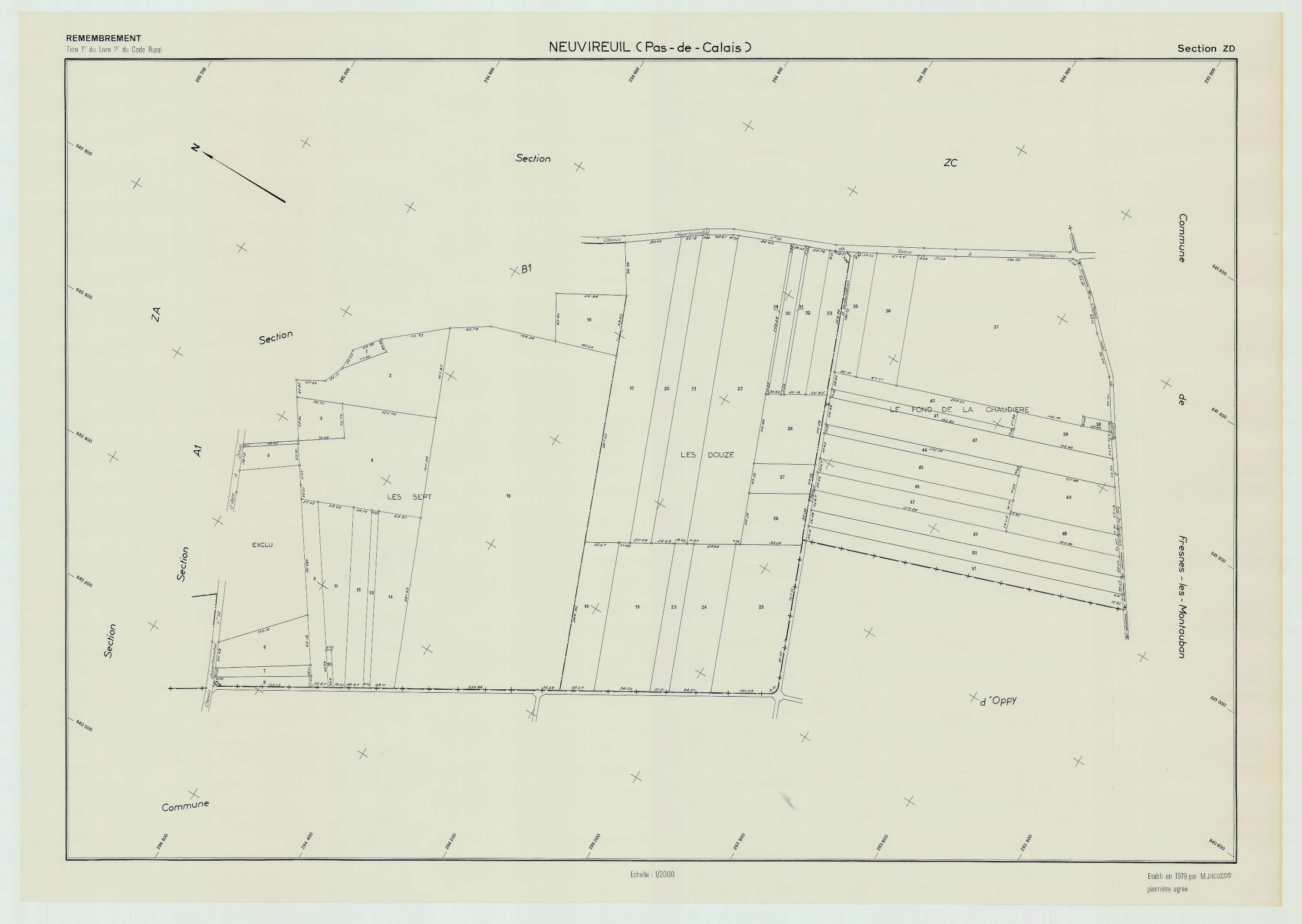 Neuvireuil - Plan de remembrement : section ZD.
