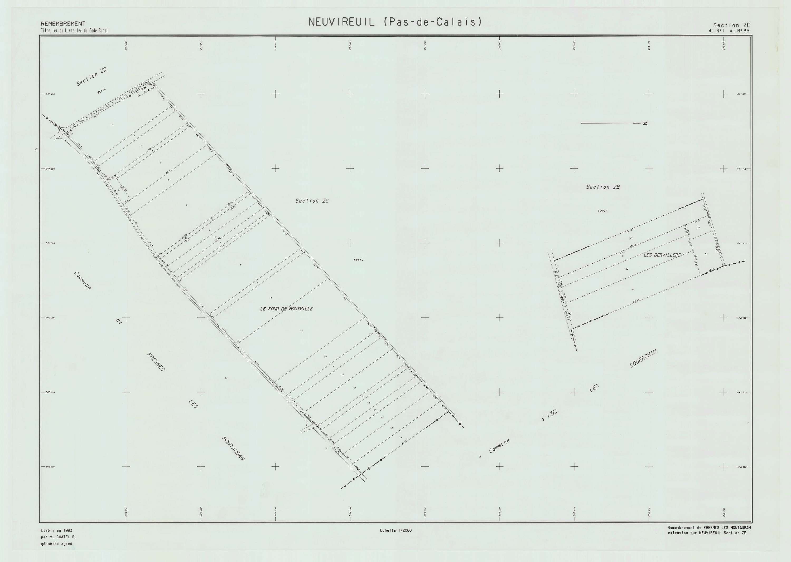 Neuvireuil - Plan de remembrement : section ZE.