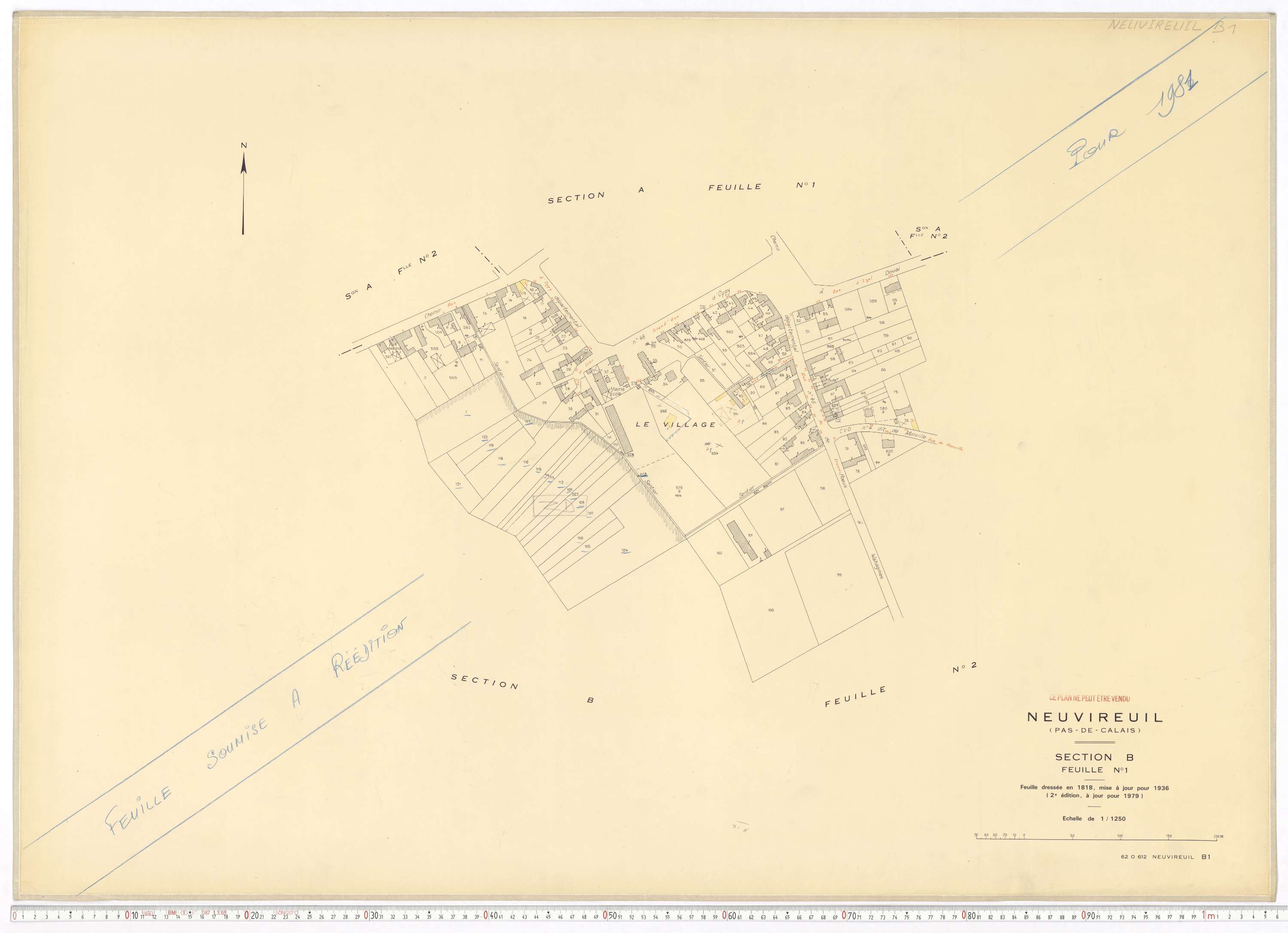 Neuvireuil - Section B, feuille 1.