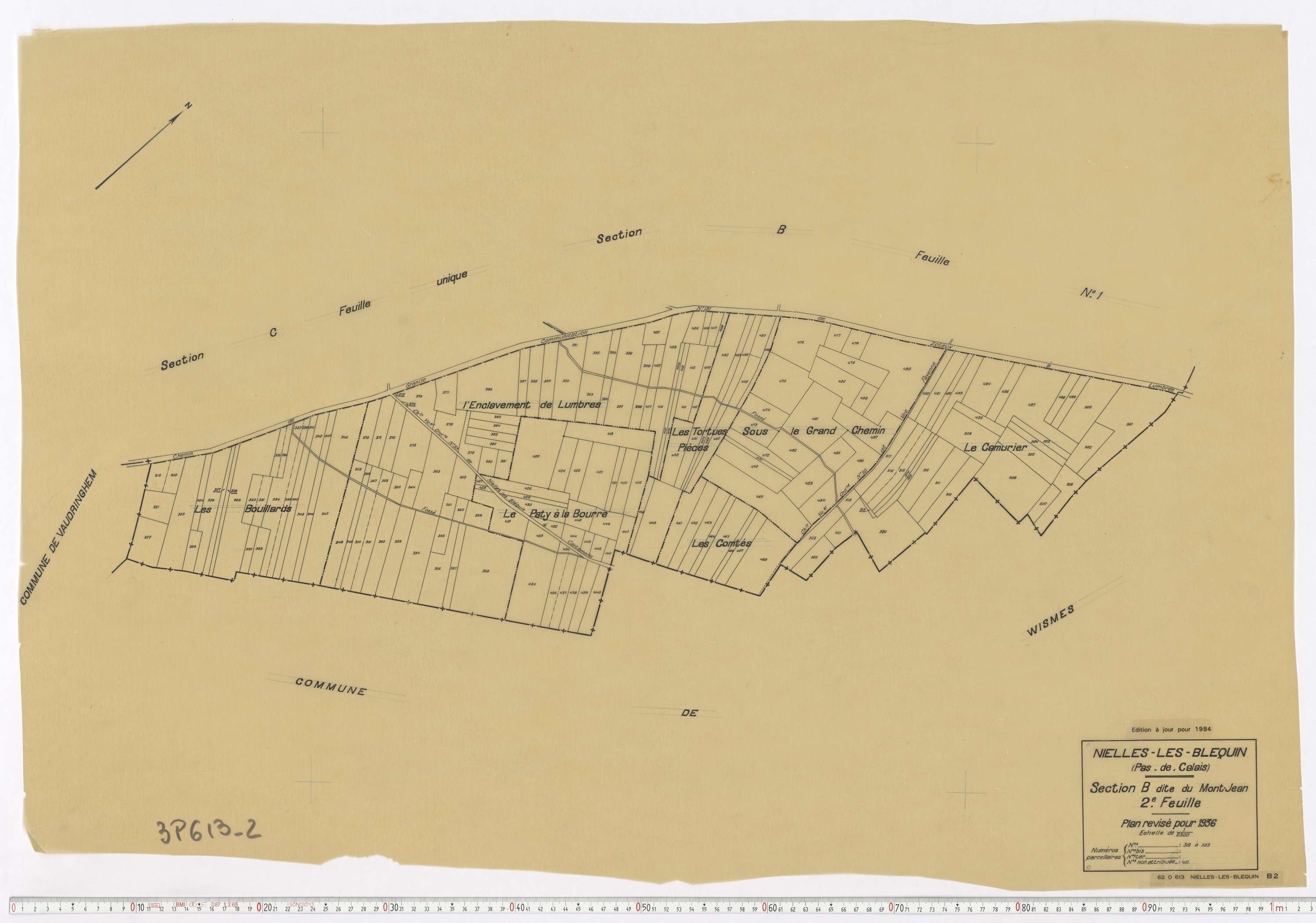 Nielles-lès-Bléquin - Section B, feuille 2.
