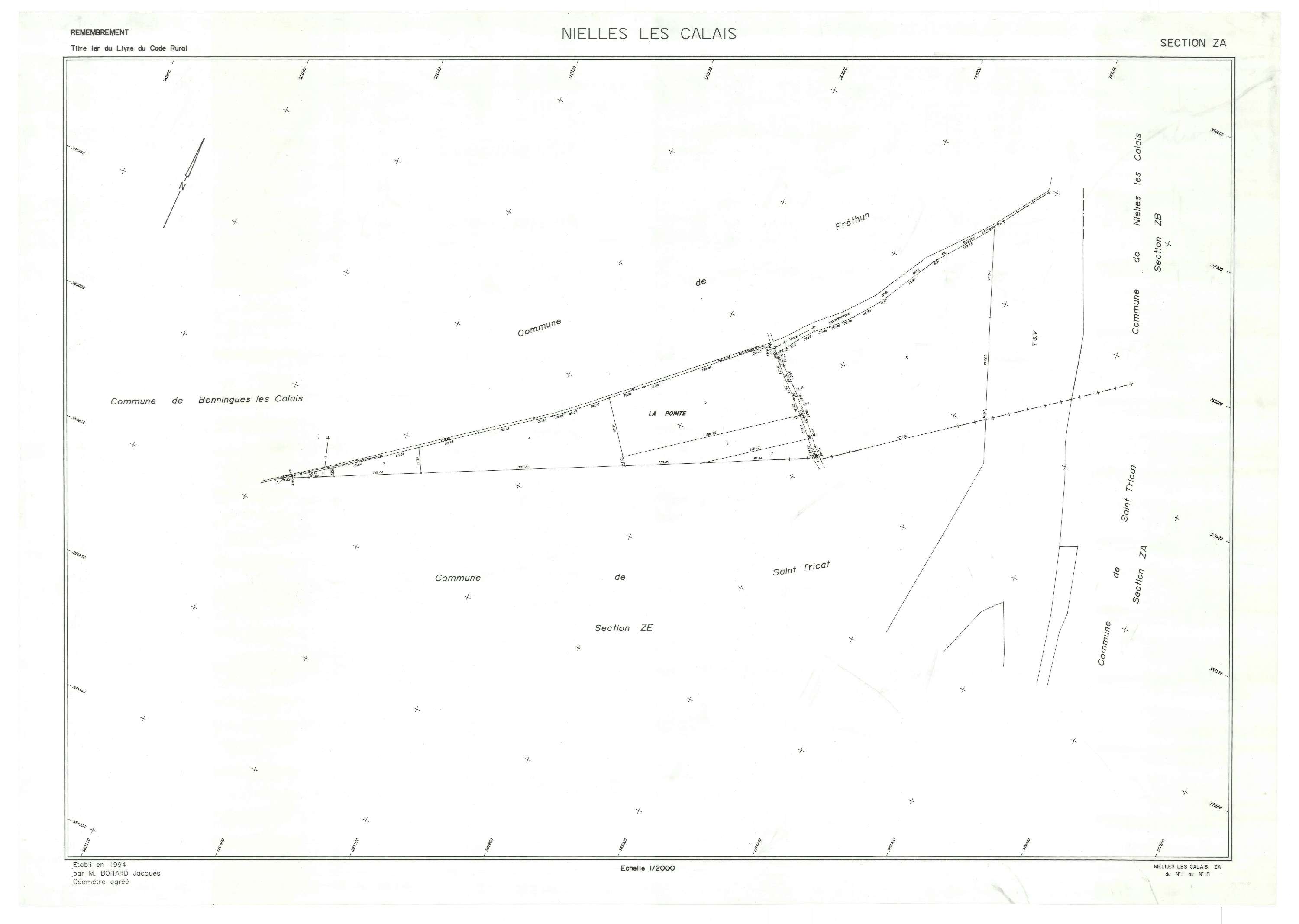 Nielles-lès-Calais - Plan de remembrement : section ZA.