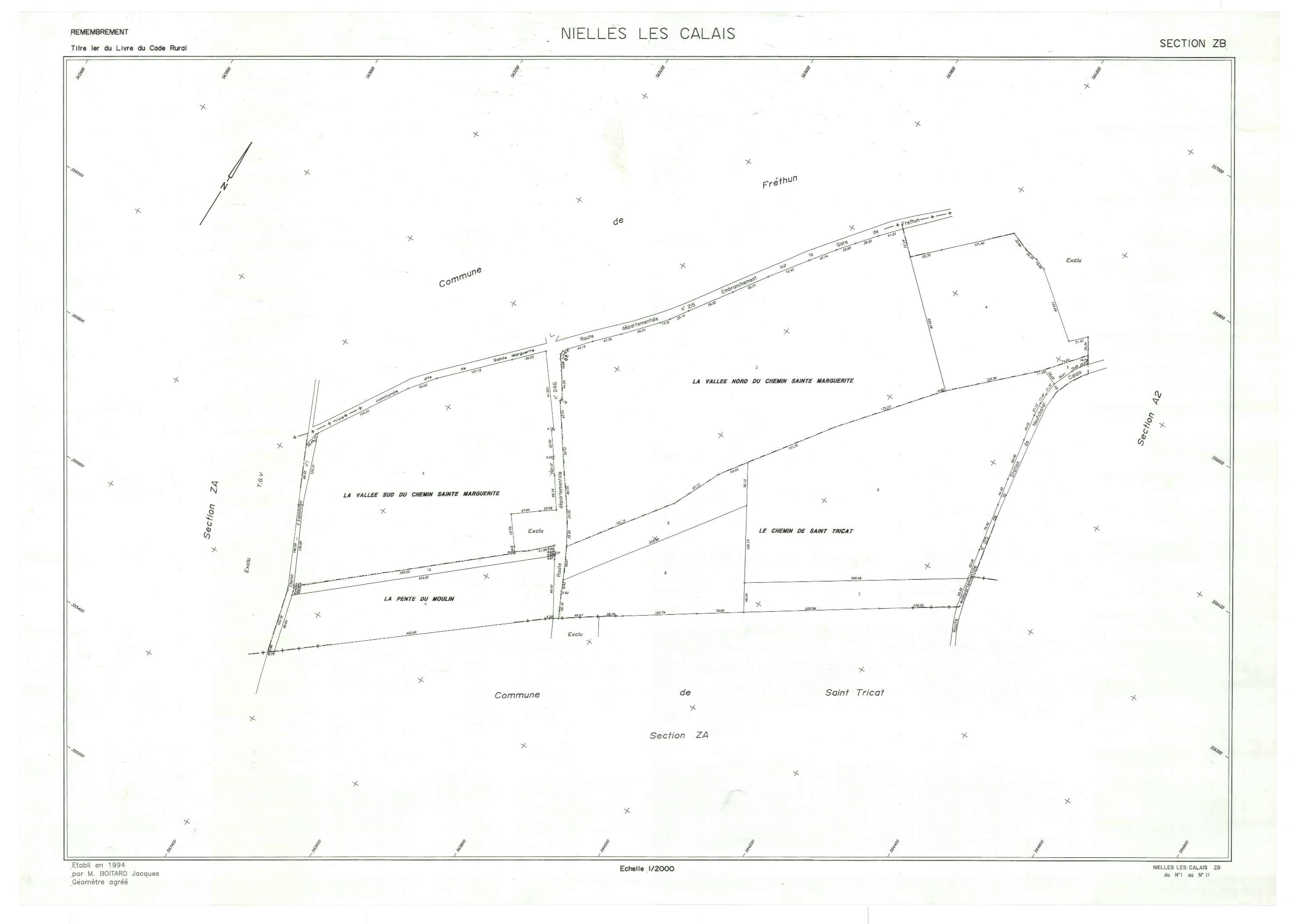 Nielles-lès-Calais - Plan de remembrement : section ZB.
