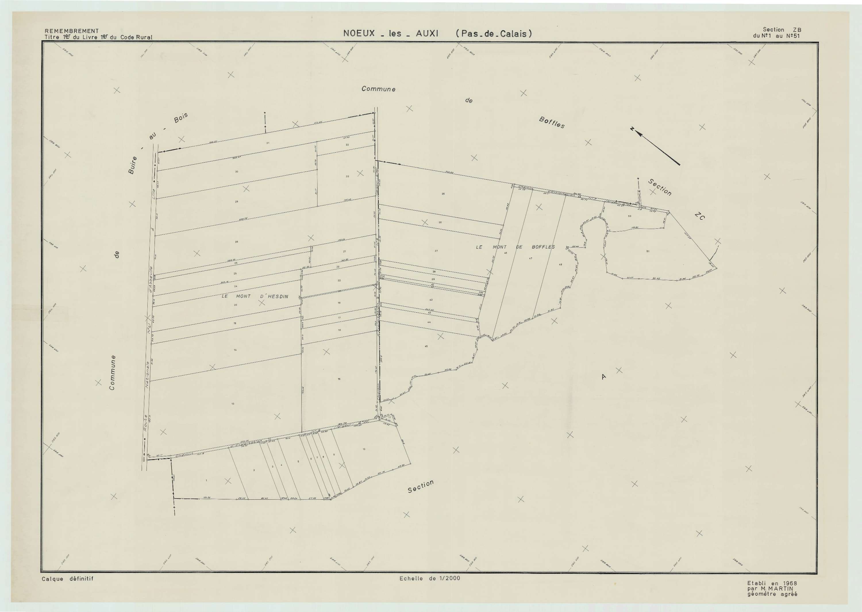 Nœux-lès-Auxi - Plan de remembrement : section ZC.