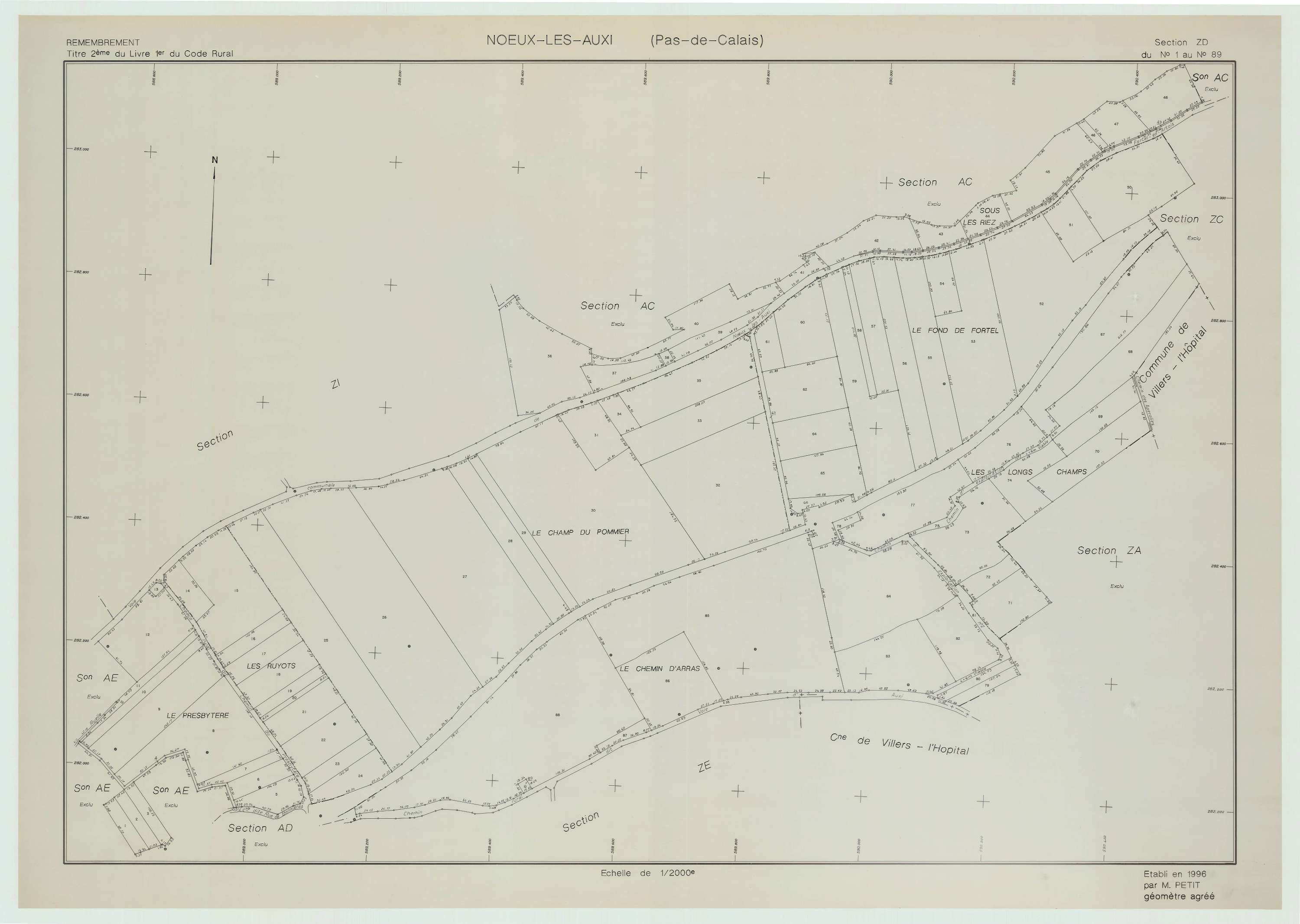 Nœux-lès-Auxi - Plan de remembrement : section ZE.