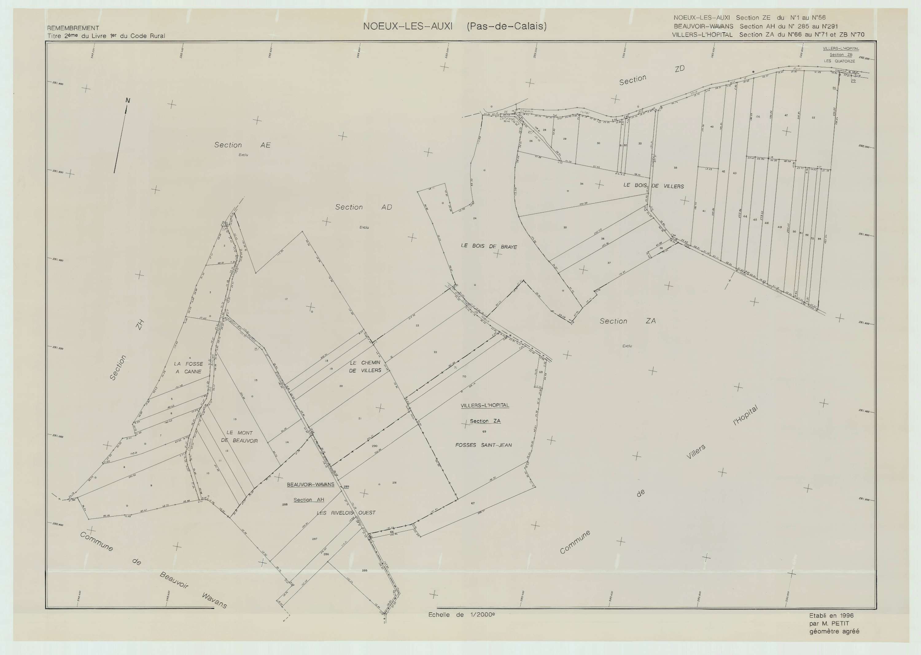 Nœux-lès-Auxi - Plan de remembrement : section ZH.