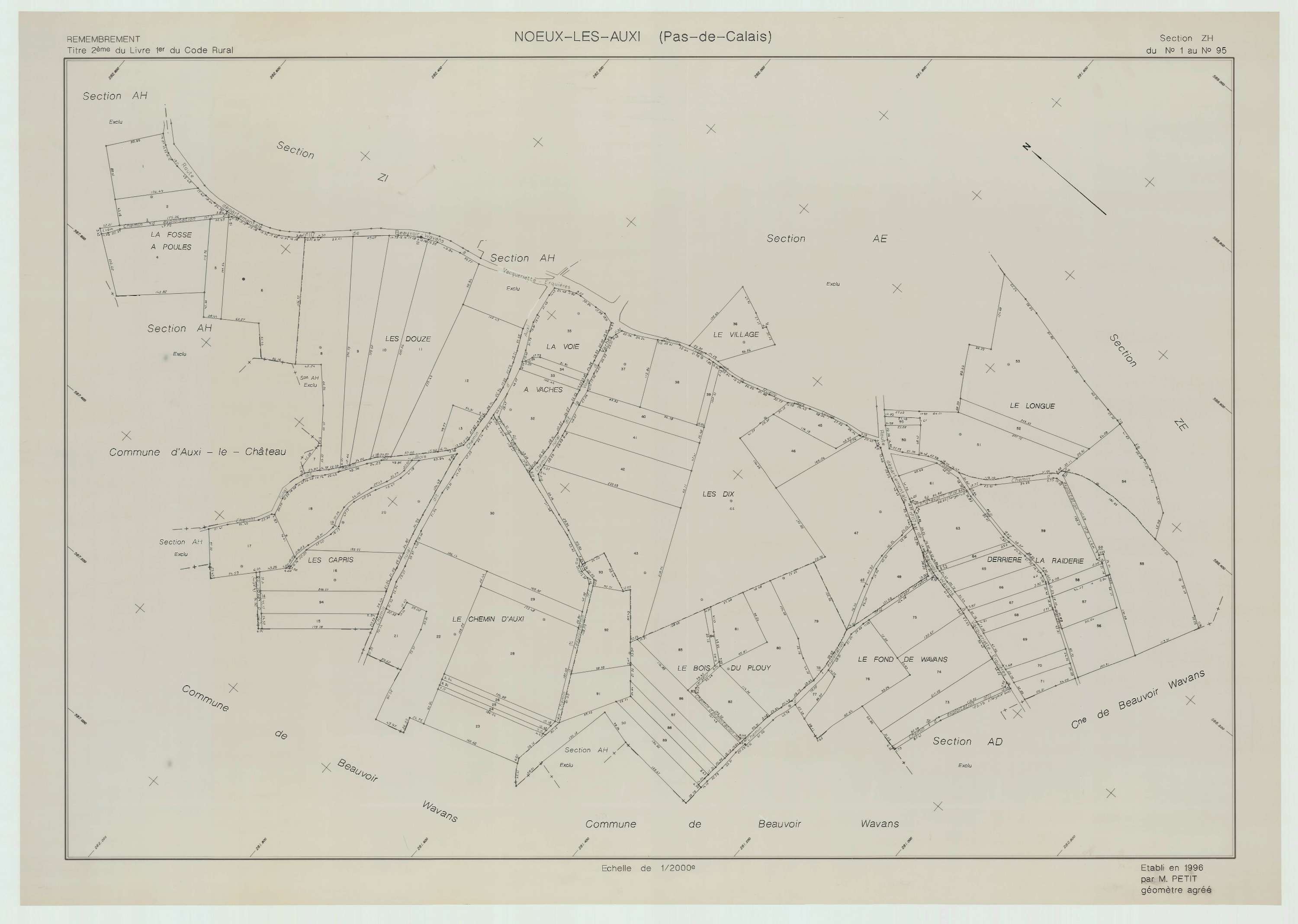 Nœux-lès-Auxi - Plan de remembrement : section ZI.