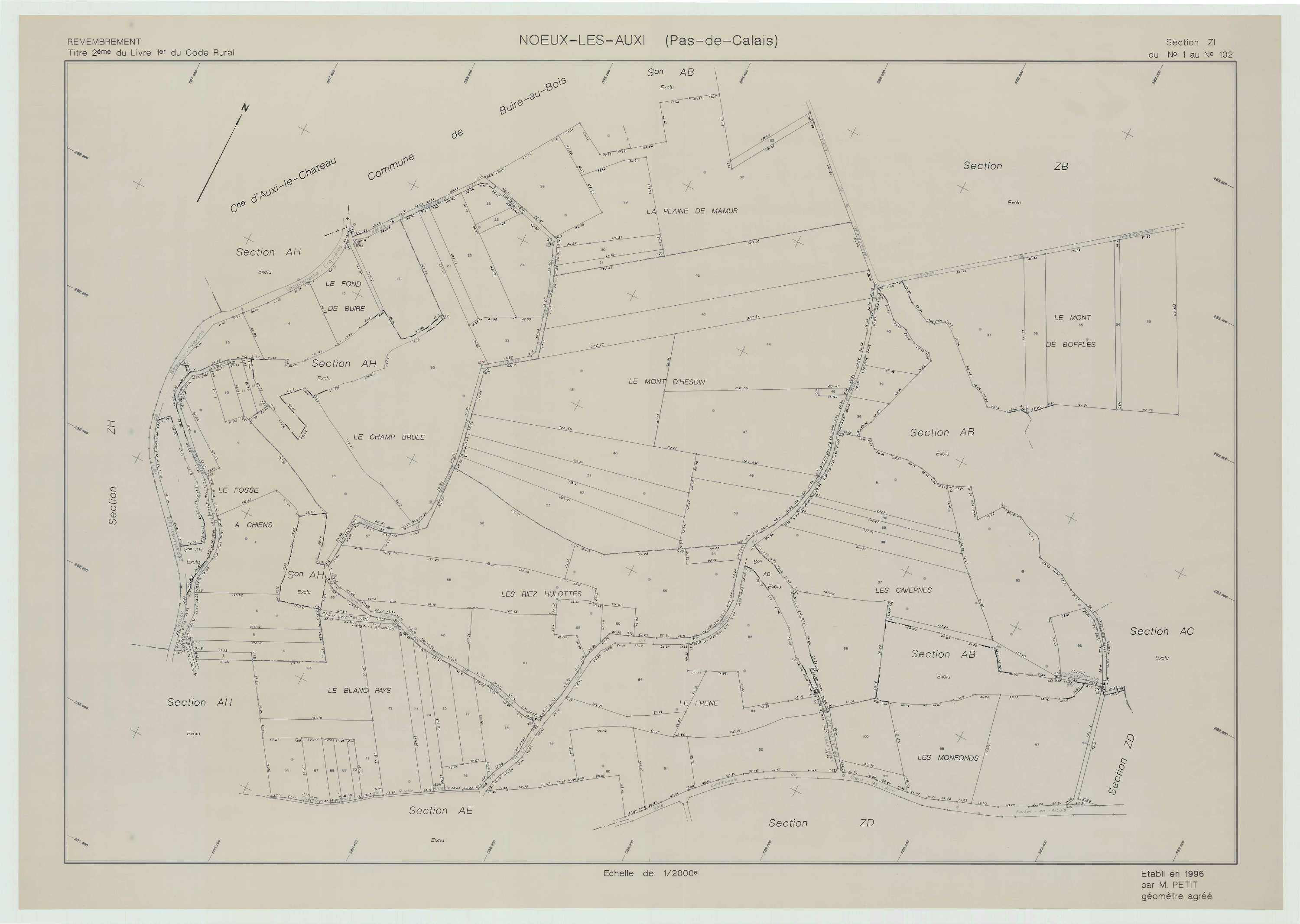 Nœux-lès-Auxi - Plan de remembrement : section ZK.