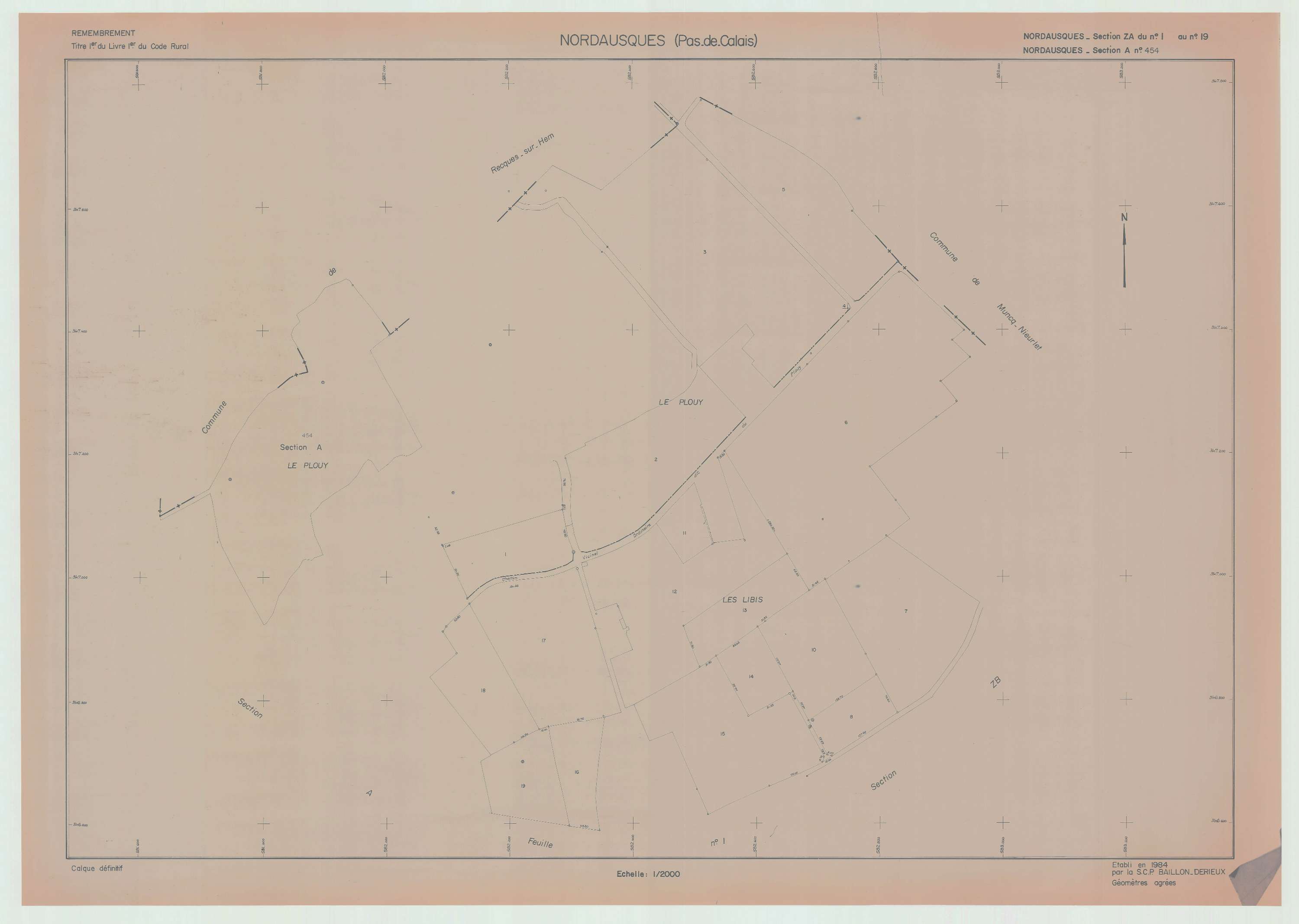 Nordausques - Plan de remembrement : section ZA.