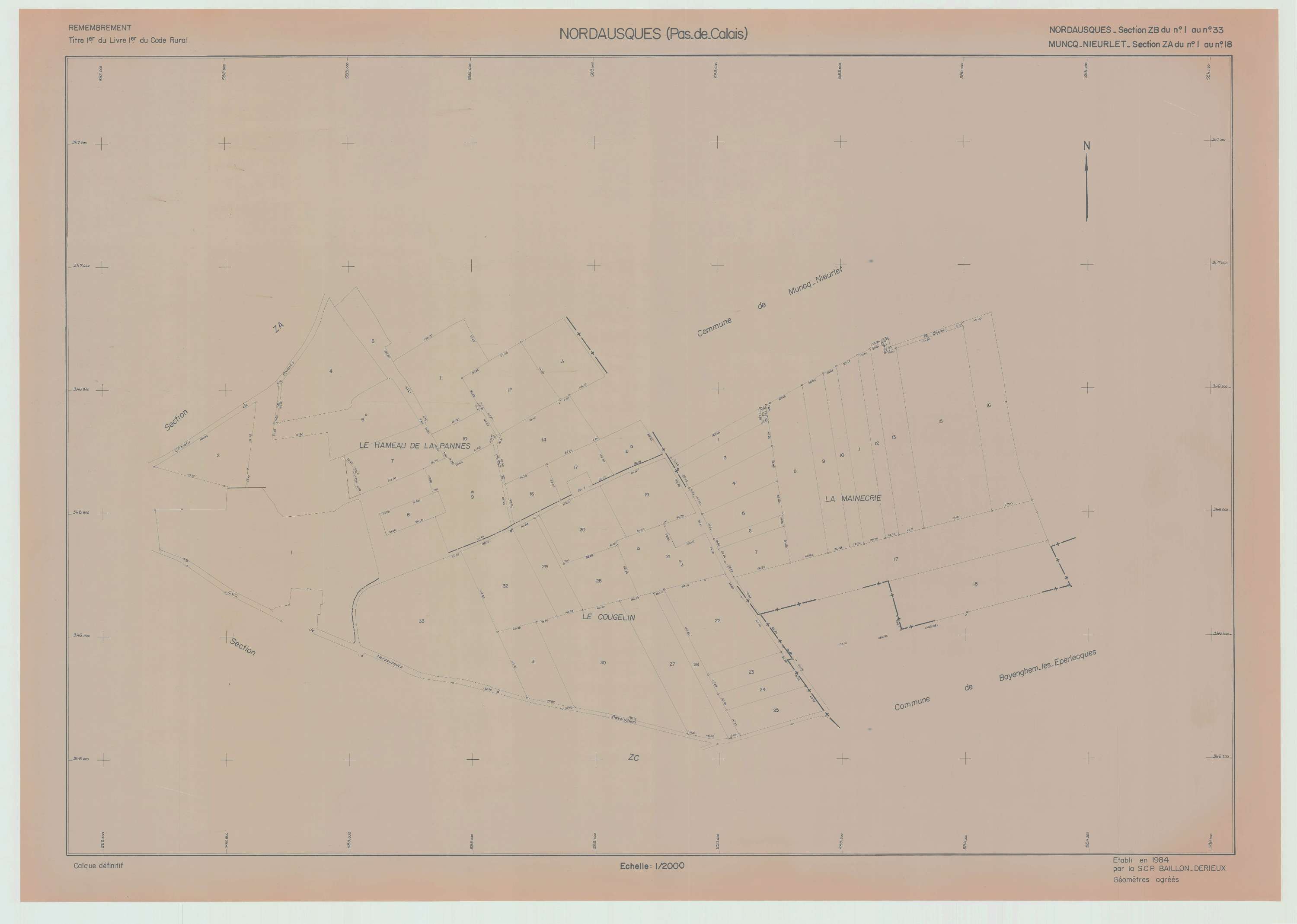 Nordausques - Plan de remembrement : section ZB.