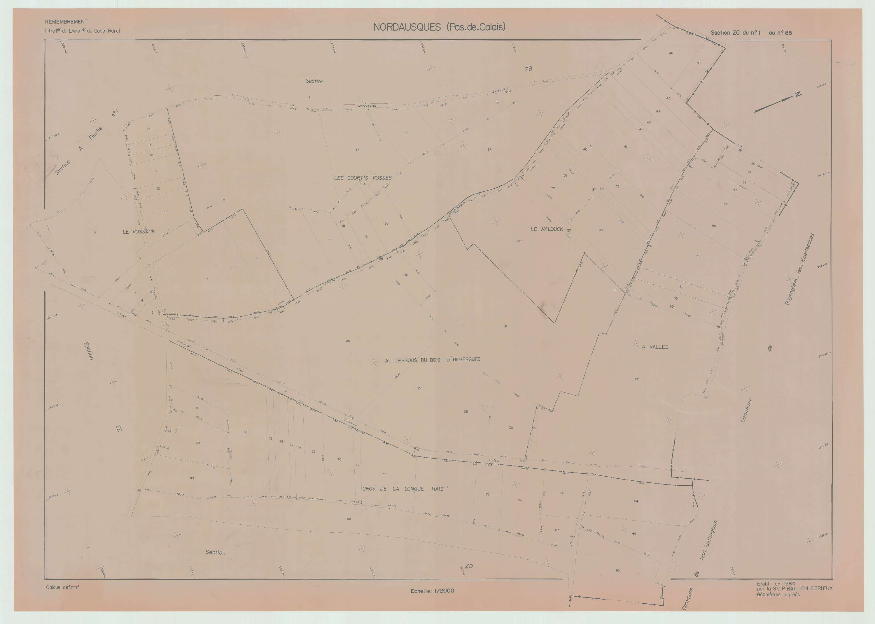 Nordausques - Plan de remembrement : section ZC.