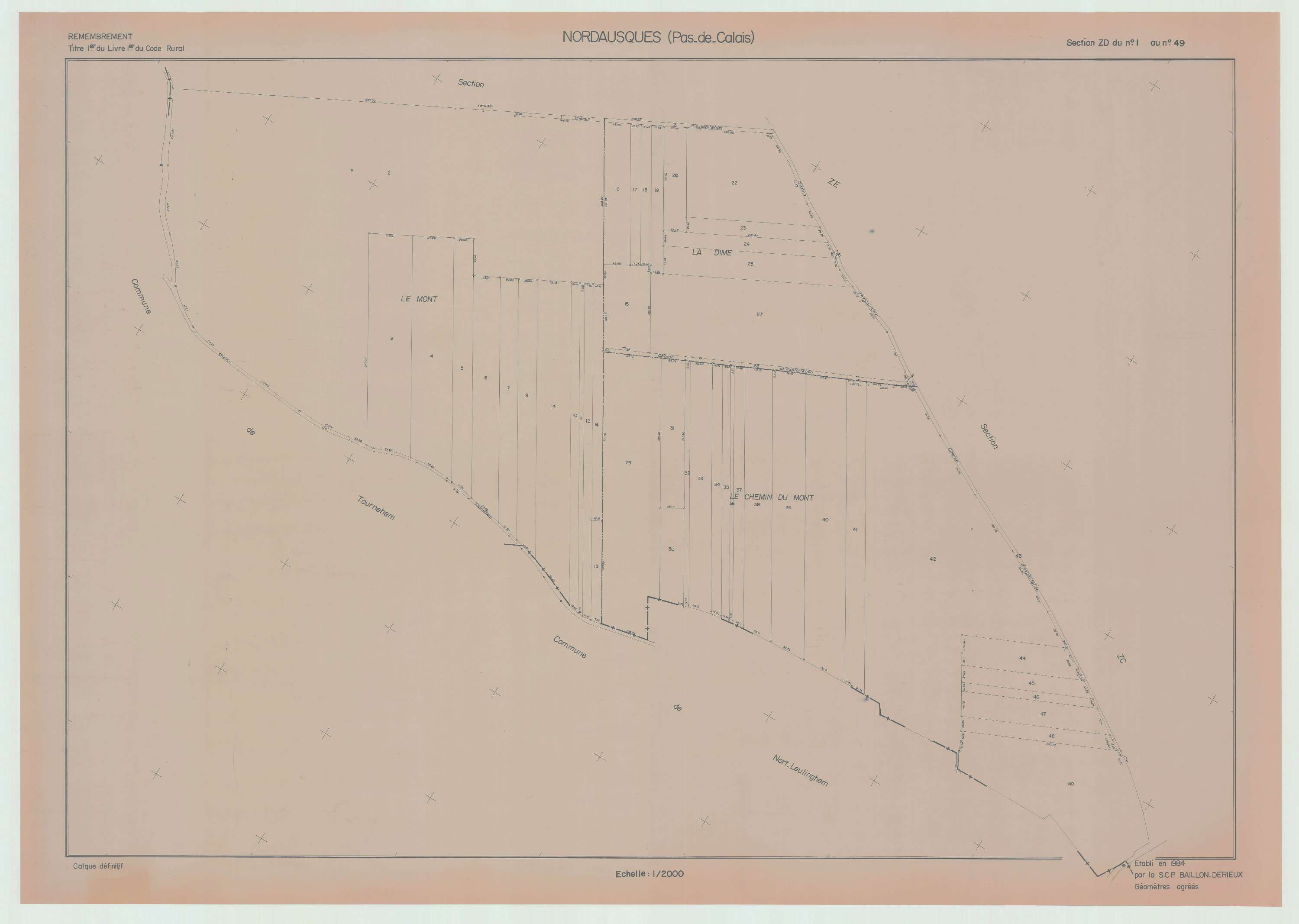 Nordausques - Plan de remembrement : section ZD.