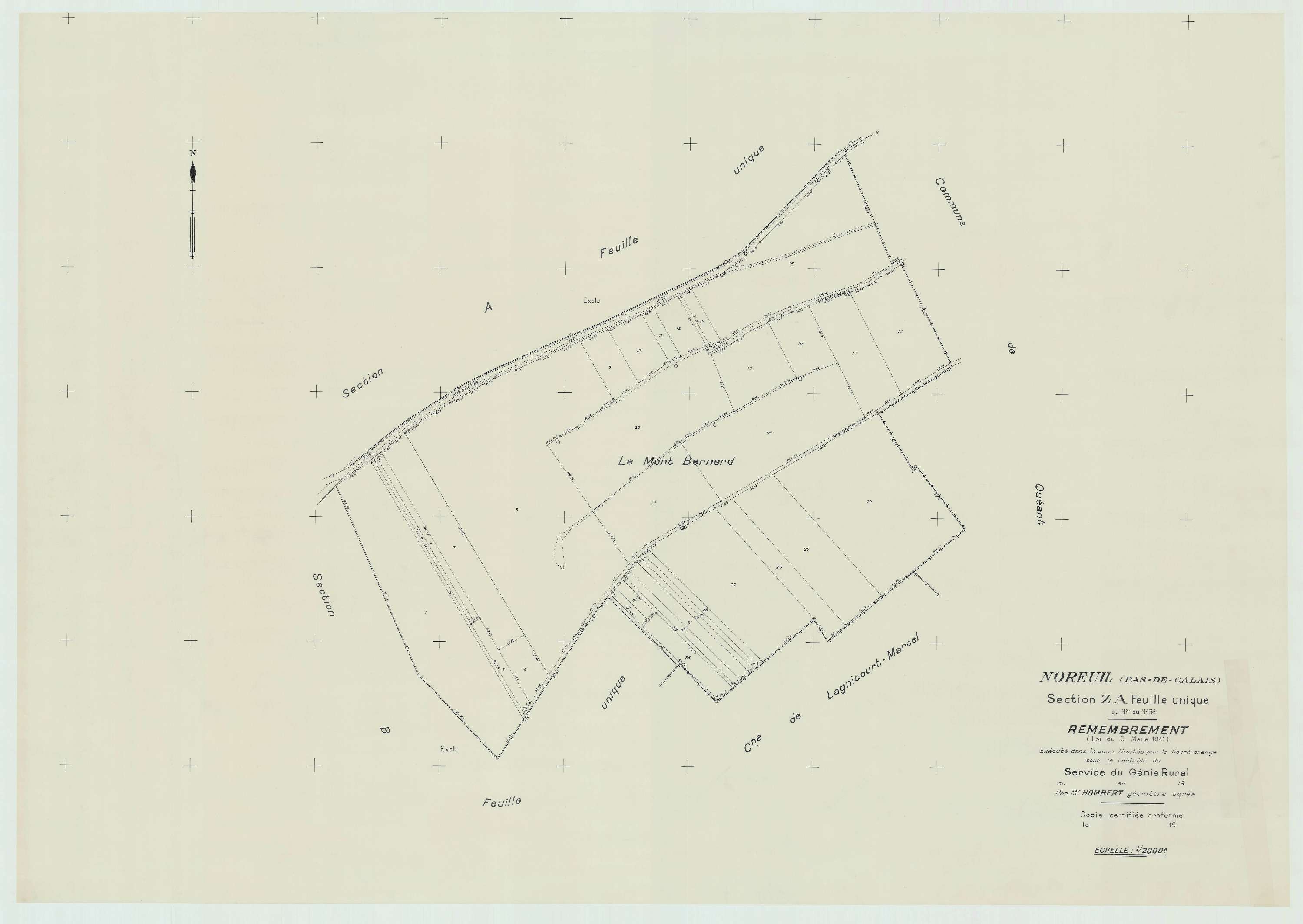 Noreuil - Plan de remembrement : section ZA.