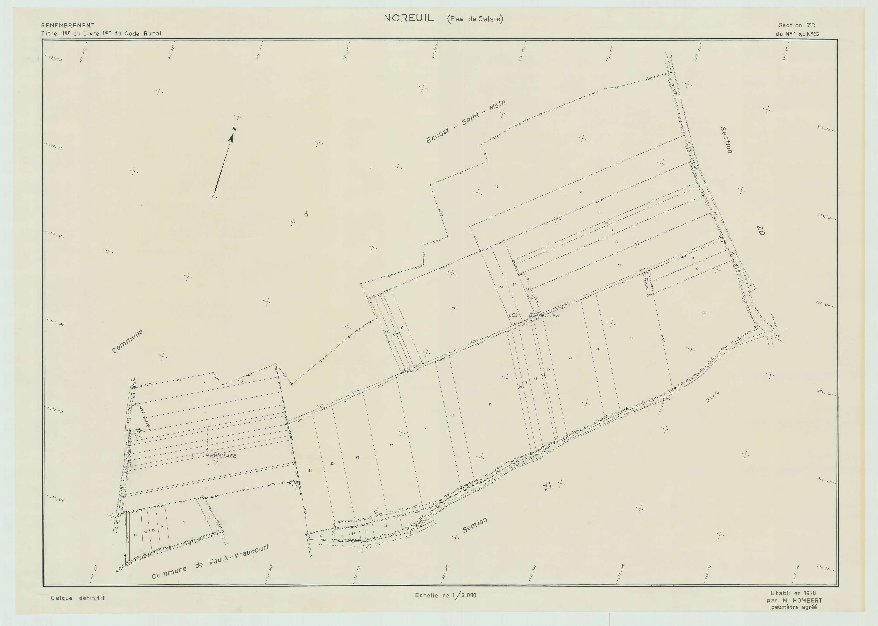 Noreuil - Plan de remembrement : section ZC.