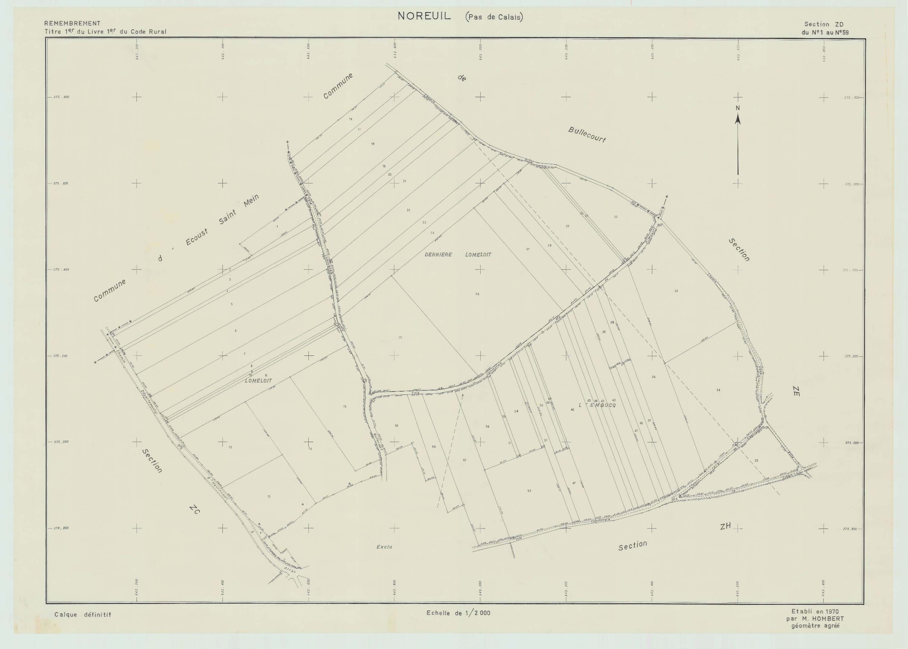 Noreuil - Plan de remembrement : section ZD.