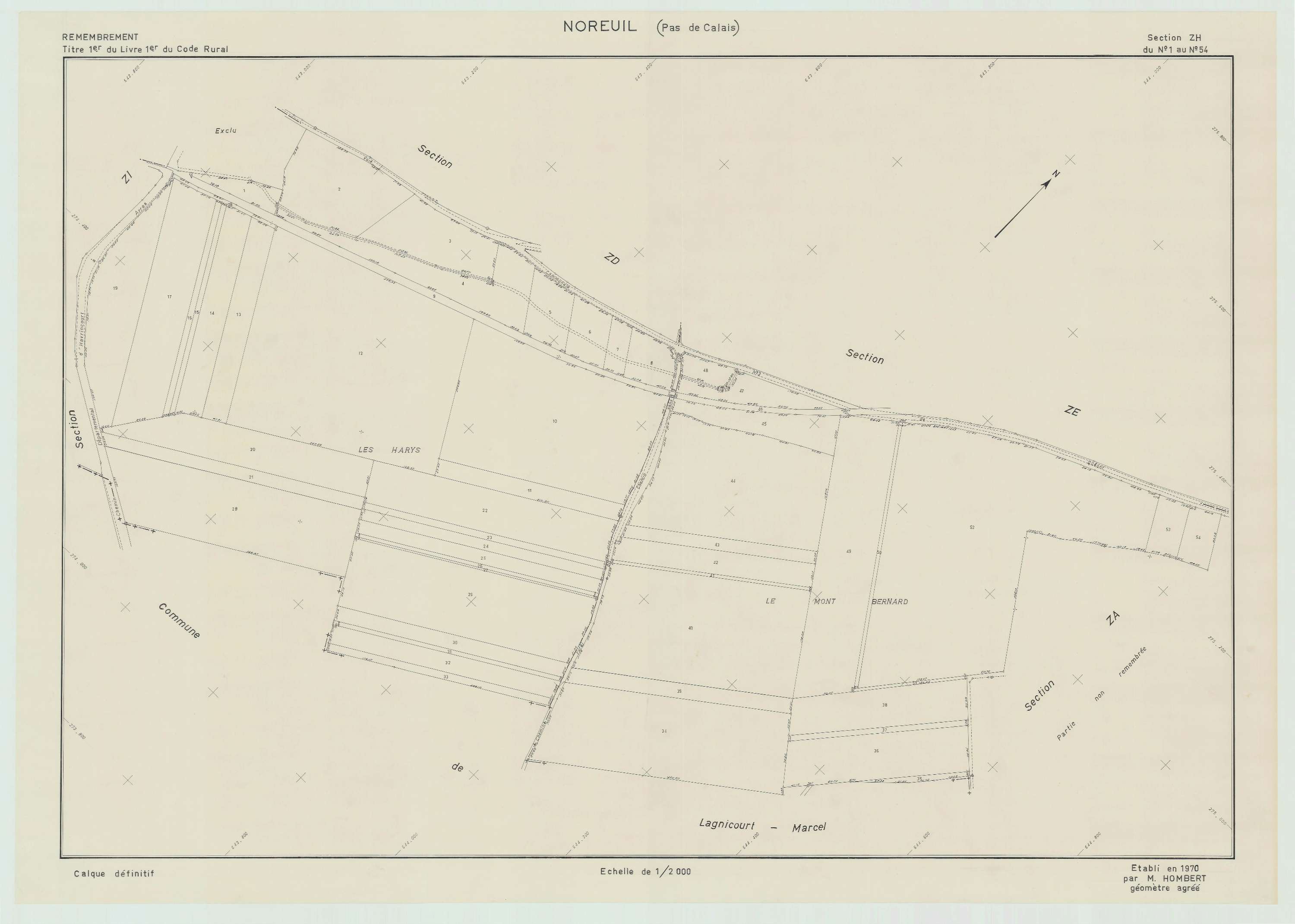 Noreuil - Plan de remembrement : section ZH.