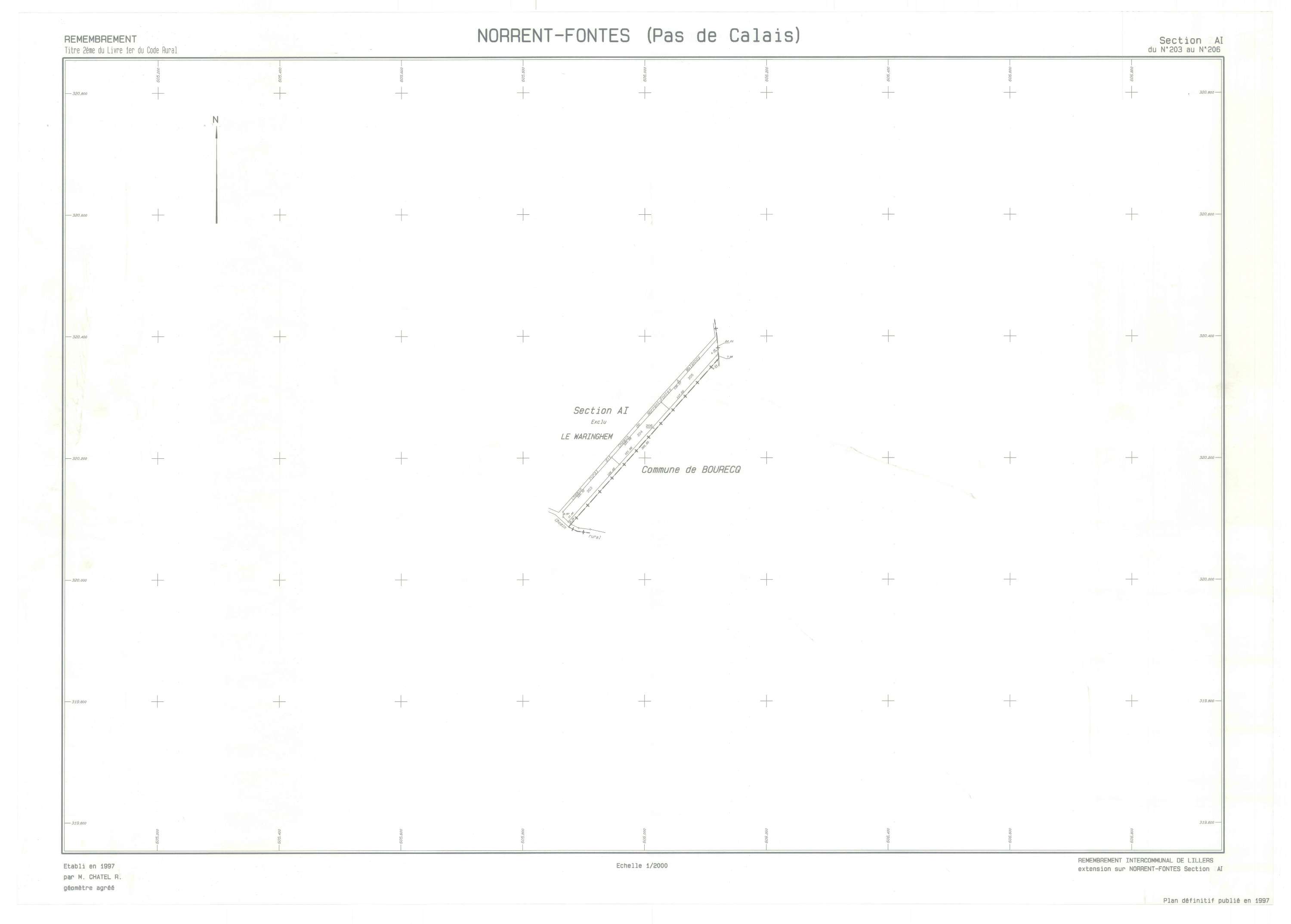 Norrent-Fontes - Plan de remembrement : section AI.