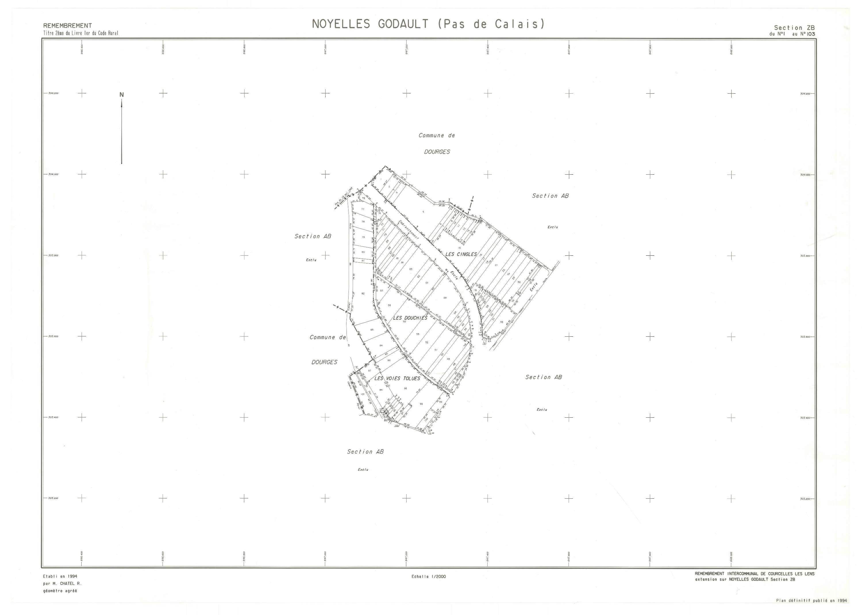Noyelles-Godault - Plan de remembrement : section ZA.