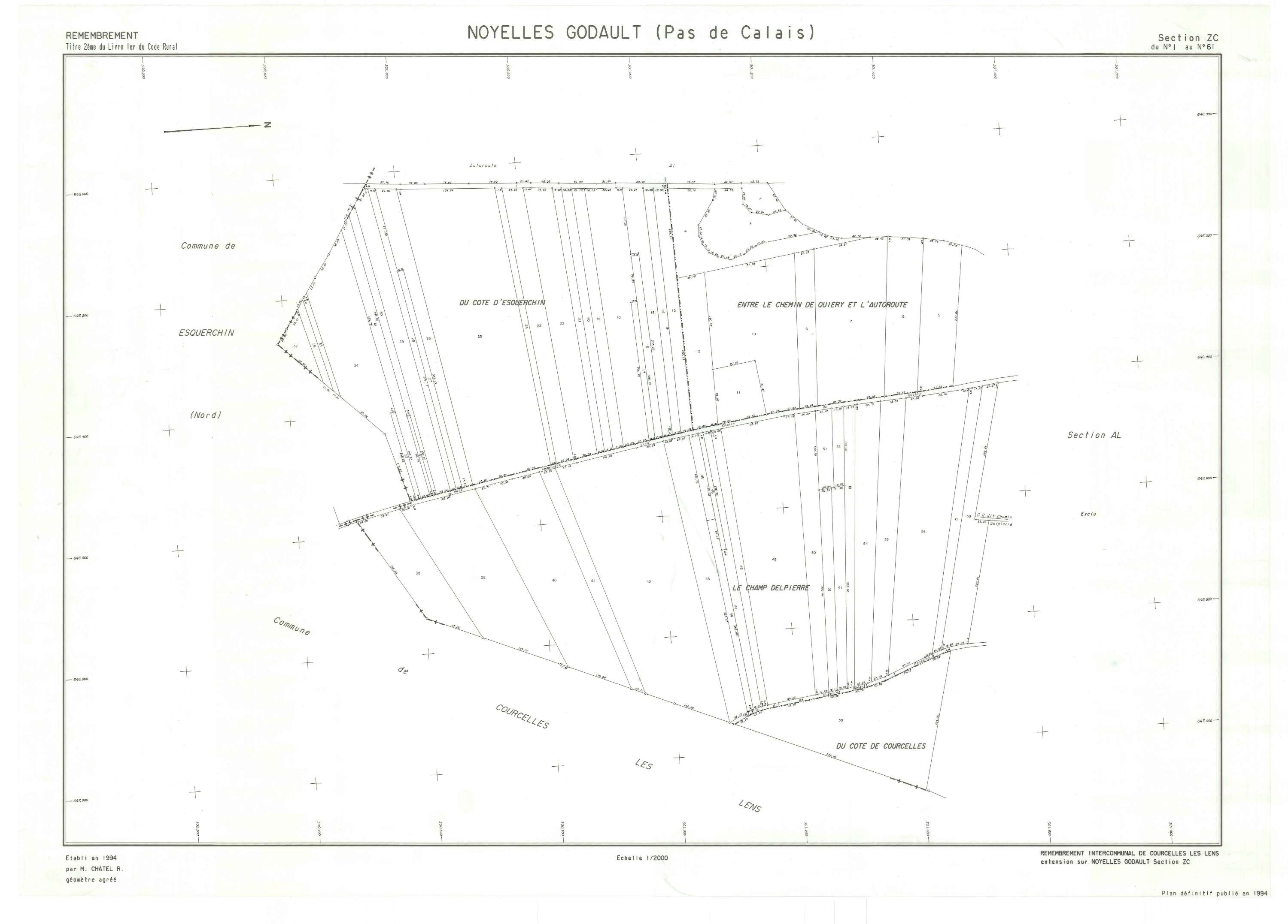 Noyelles-Godault - Plan de remembrement : section ZB.