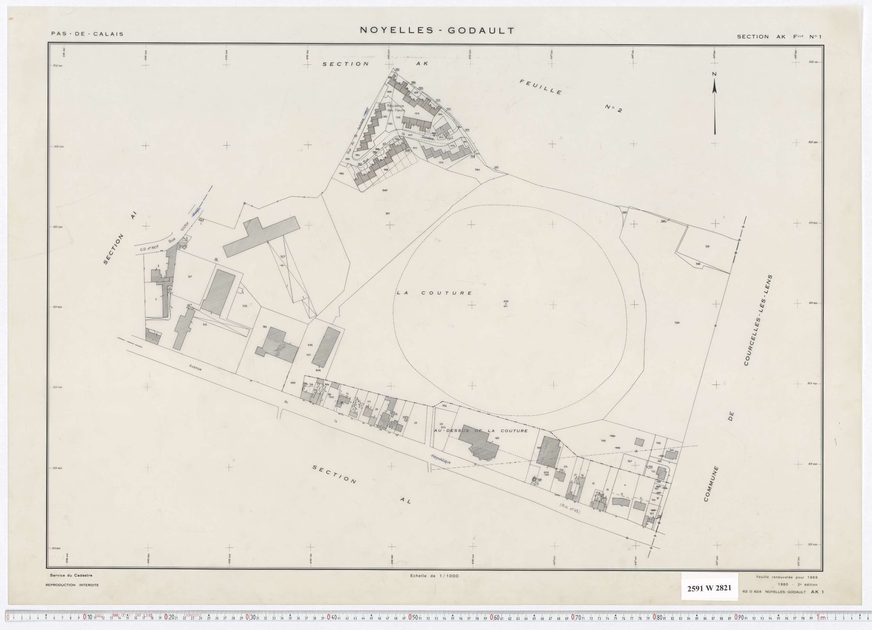 Noyelles-Godault - Section AK, feuille 1.