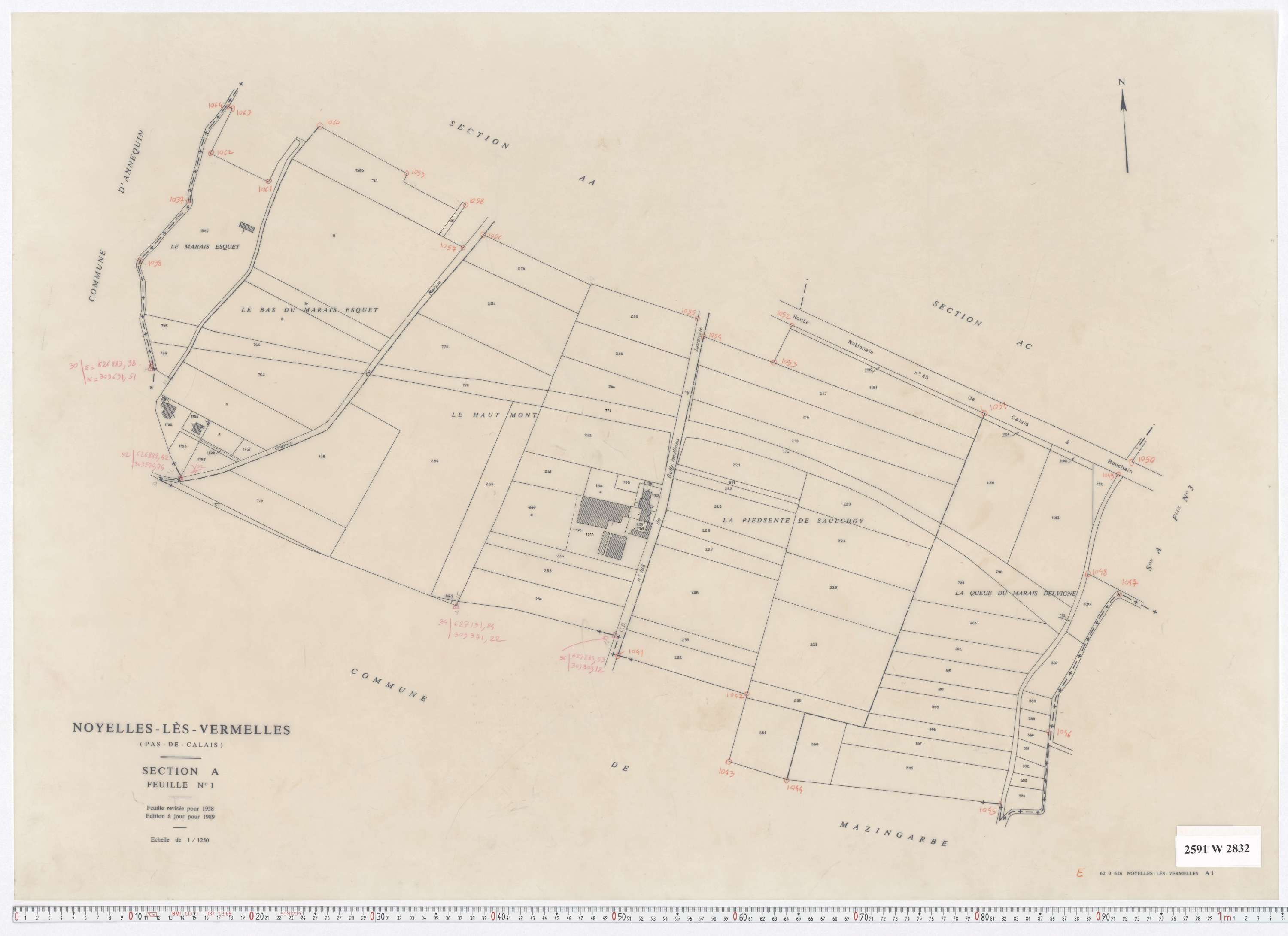 Noyelles-lès-Vermelles - Section A, feuille 1.