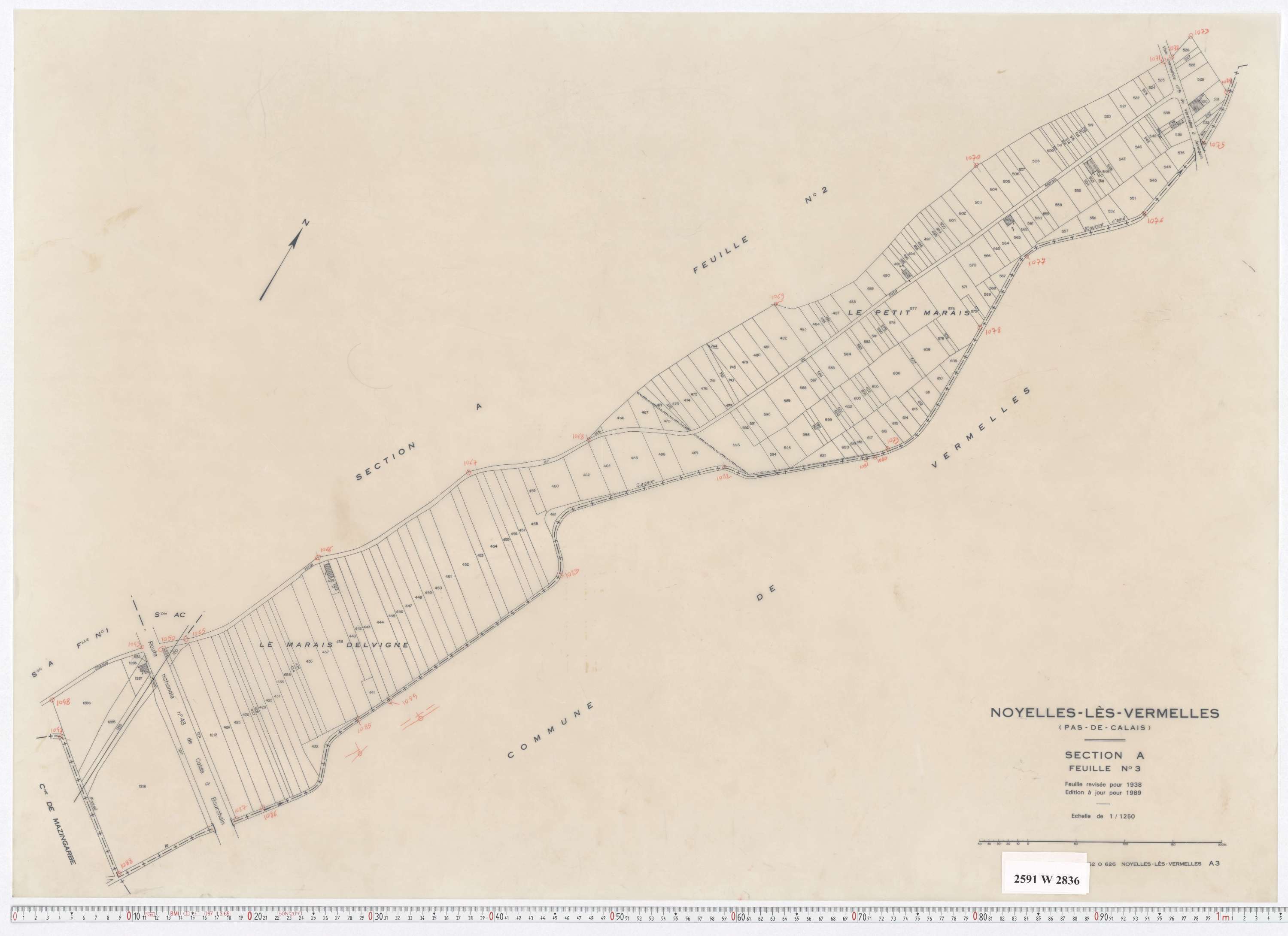 Noyelles-lès-Vermelles - Section A, feuille 3.