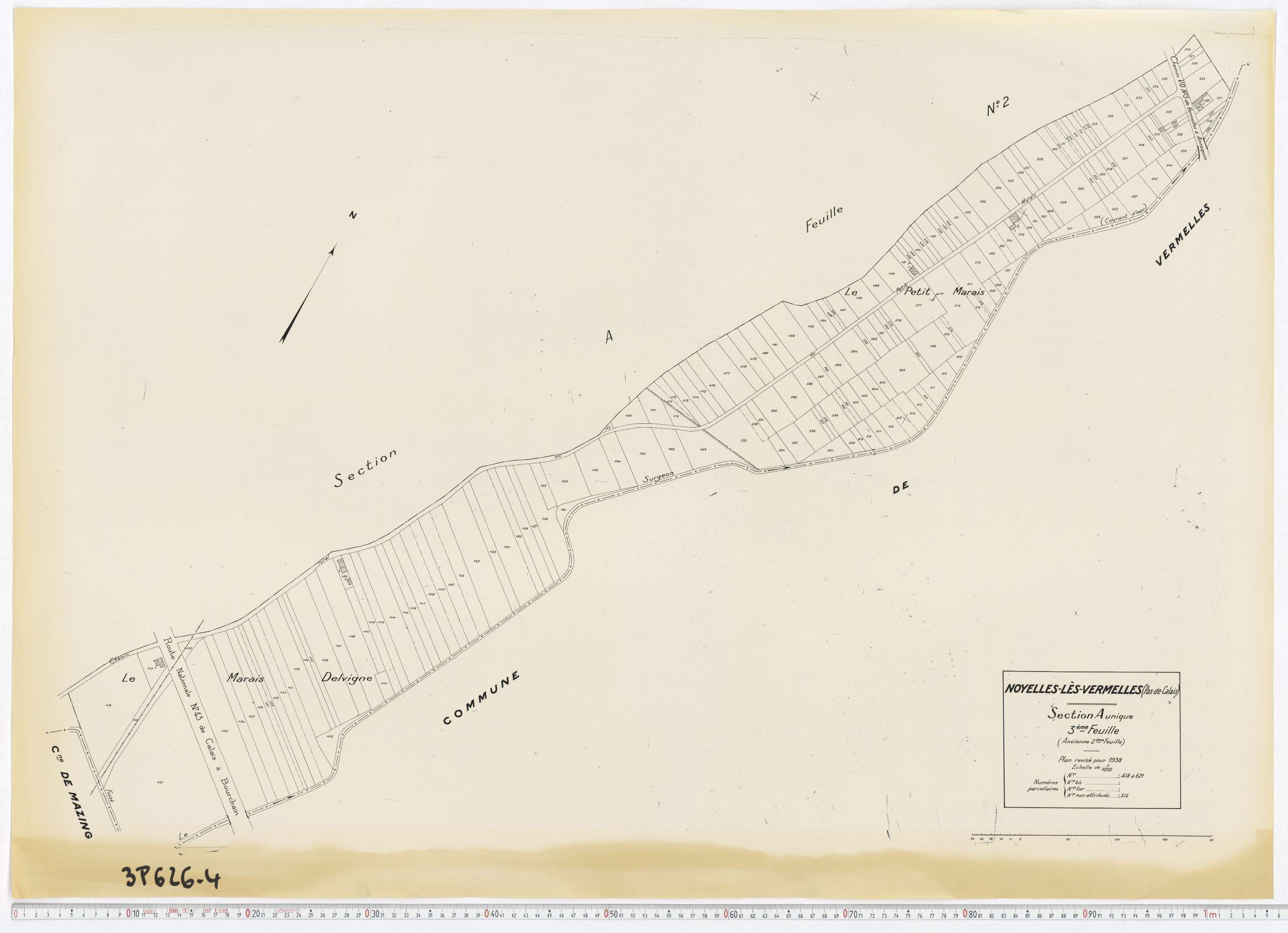 Noyelles-lès-Vermelles - Section A, feuille 3.
