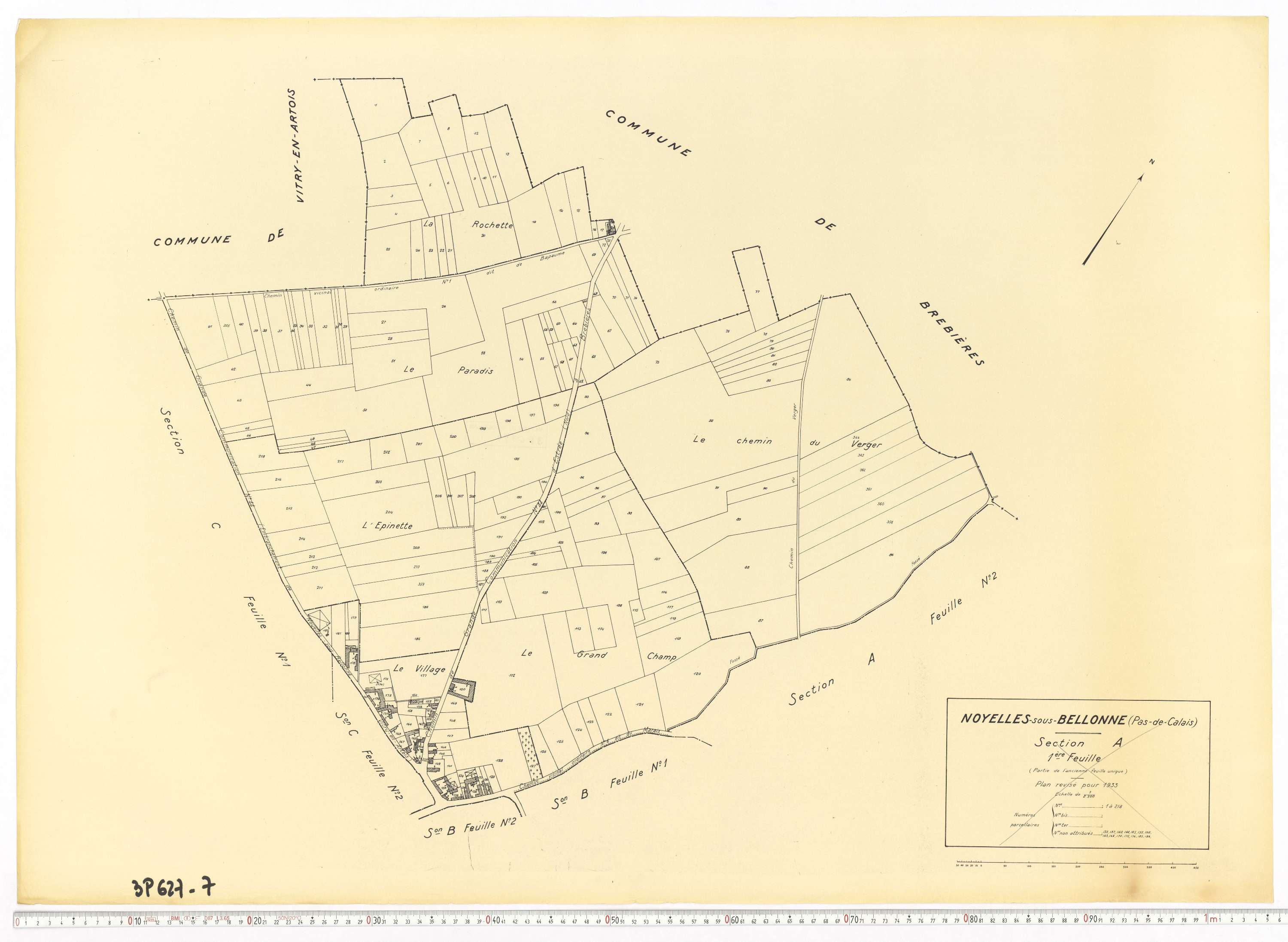 Noyelles-sous-Bellonne - Section A, feuille 1.