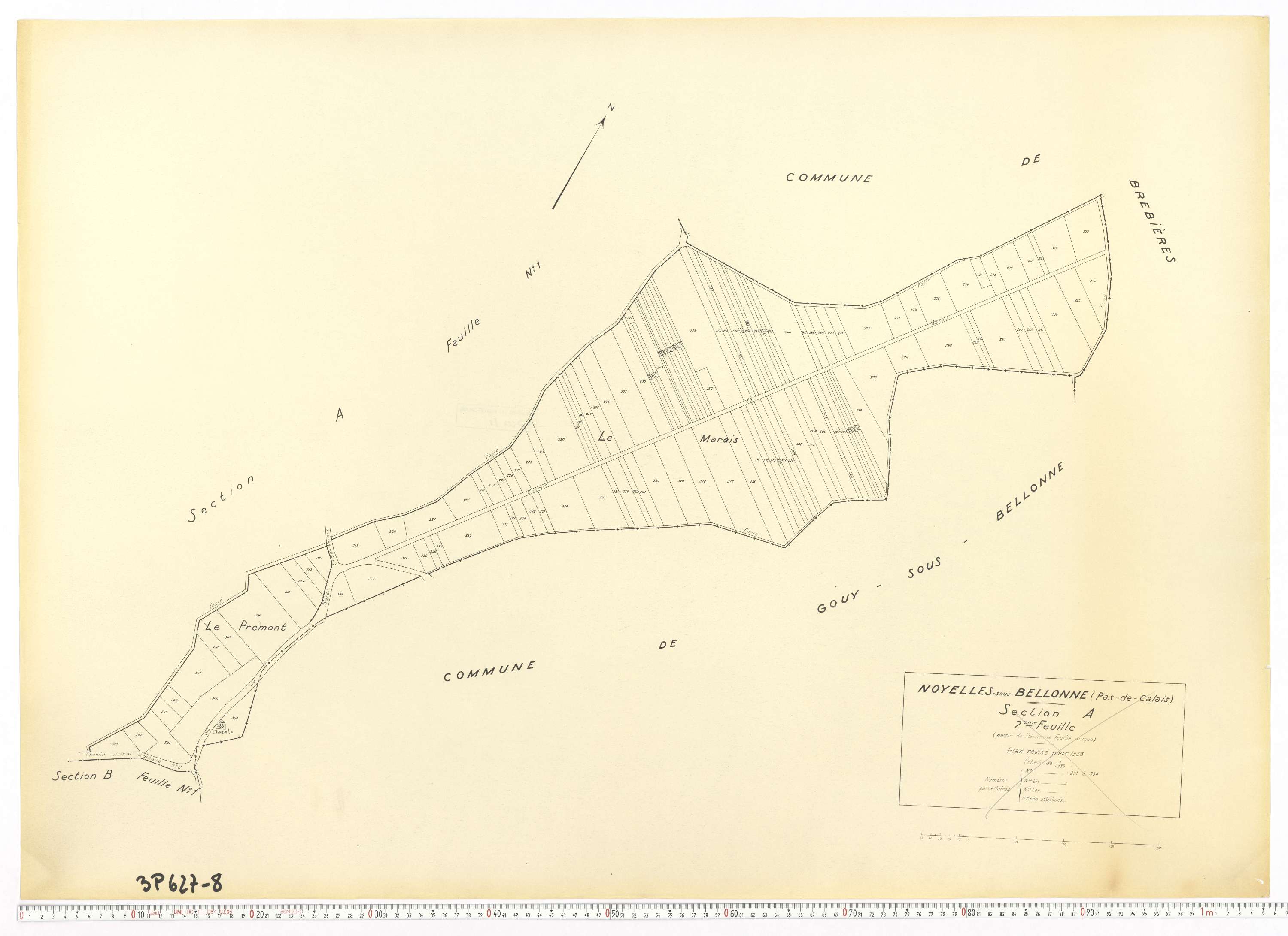 Noyelles-sous-Bellonne - Section A, feuille 2.