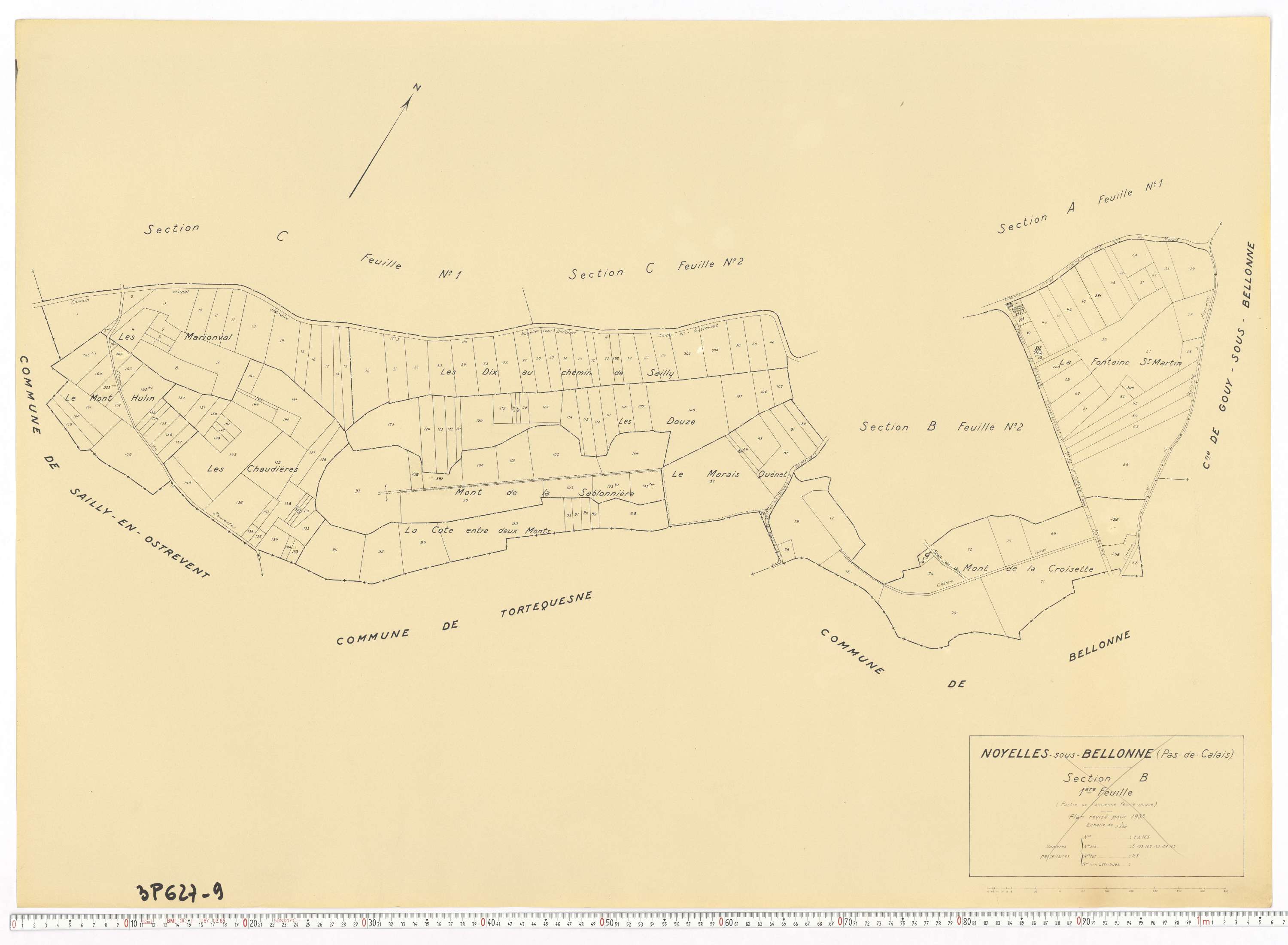 Noyelles-sous-Bellonne - Section B, feuille 1.