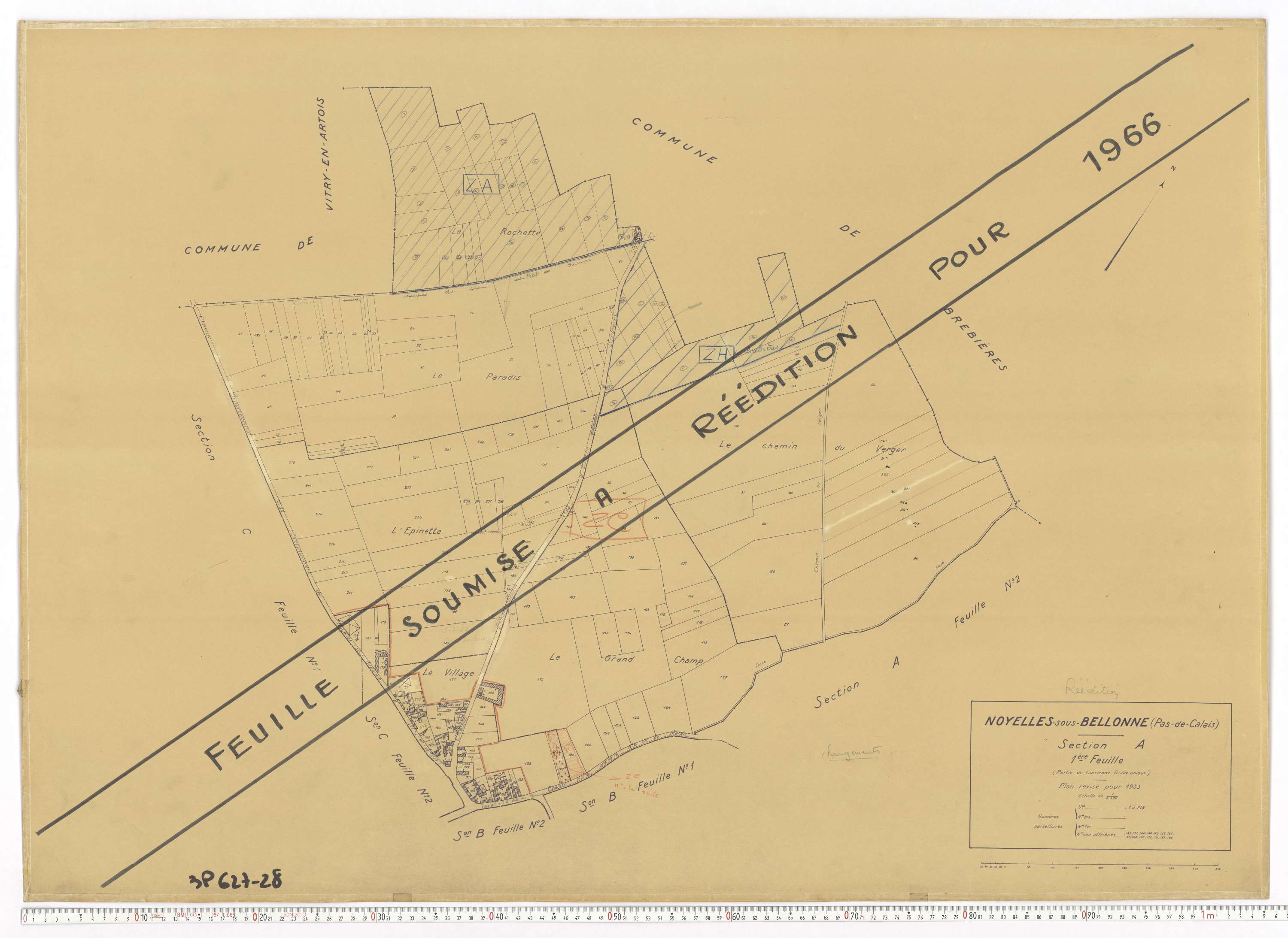 Noyelles-sous-Bellonne - Section A, feuille 1.